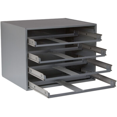 Casiers pour boîtes à compartiments, Acier, 4 compartiments, 20-1/4" la x 12-1/2" p, 15" h, Gris
