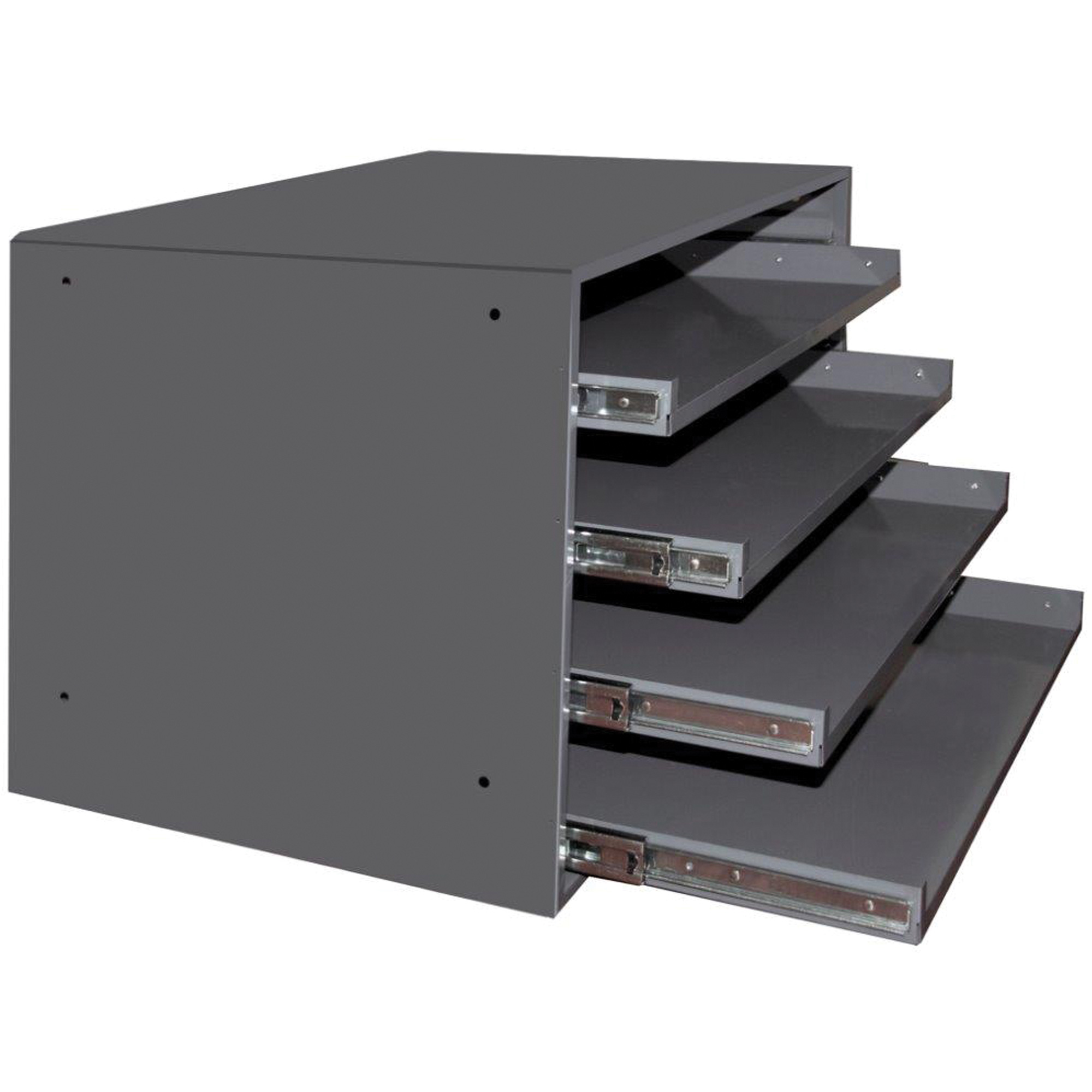 Casiers pour boîtes à compartiments, Acier, 4 compartiments, 20" la x 15-3/4" p, 15" h, Gris