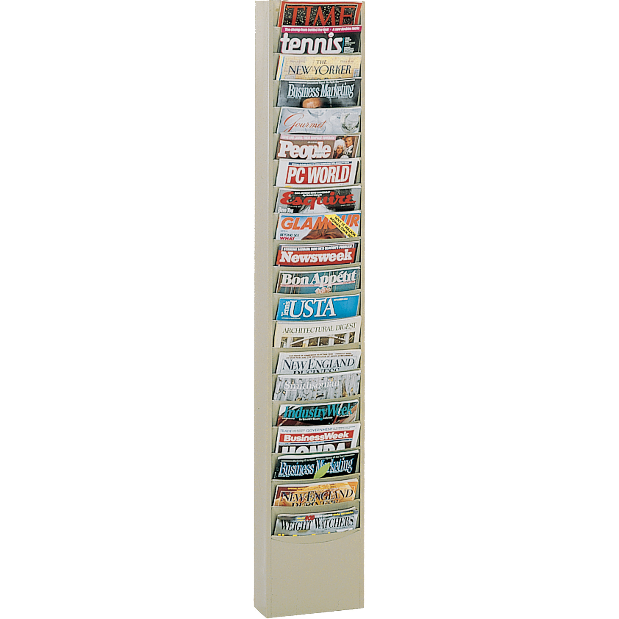 Porte-documents, Mural, 20 fentes, Acier, 9-3/4" la x 4-1/8" p x 58" h