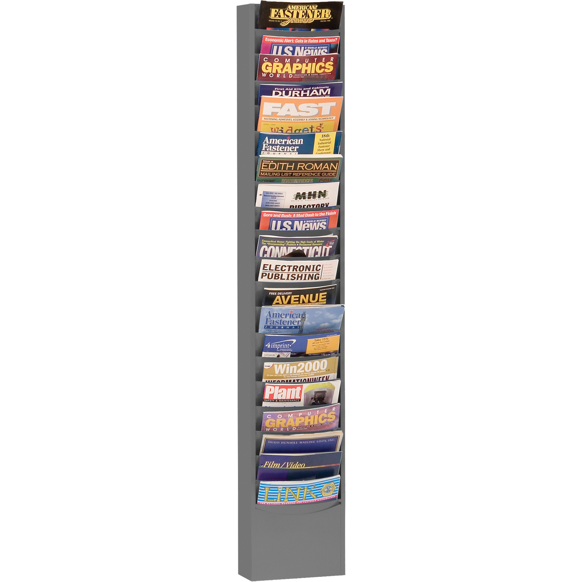 Porte-documents, Mural, 20 fentes, Acier, 9-3/4" la x 4-1/8" p x 58" h