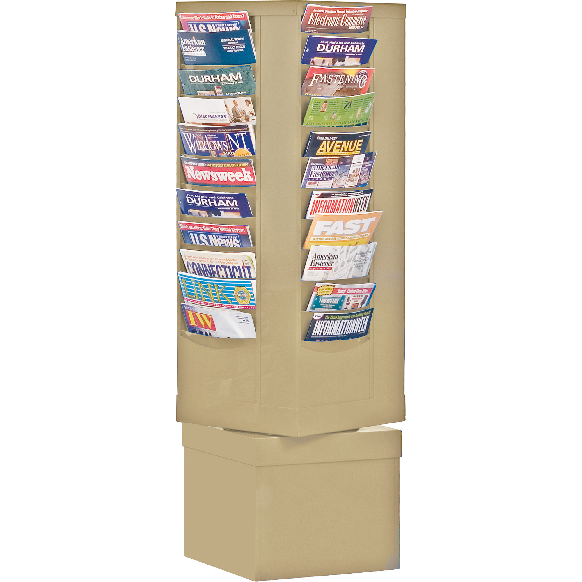 Porte-documents, Rotatif, 44 fentes, Acier, 14-1/8" la x 14-1/8" p x 48-1/2" h