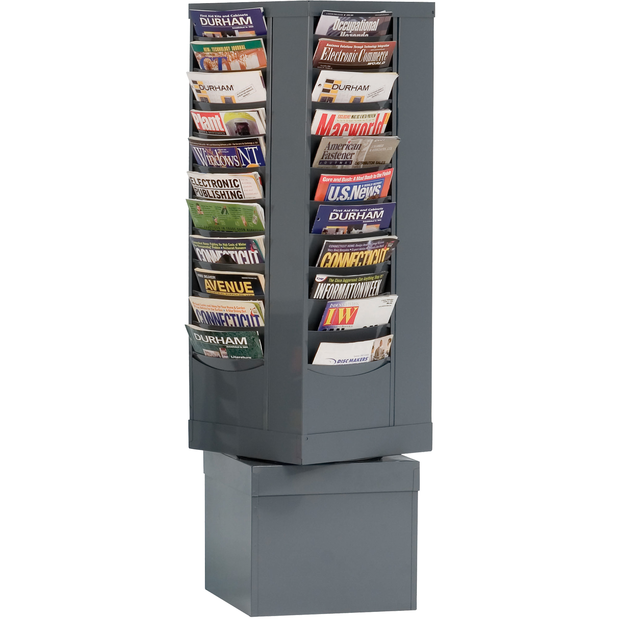 Porte-documents, Rotatif, 44 fentes, Acier, 14-1/8" la x 14-1/8" p x 48-1/2" h