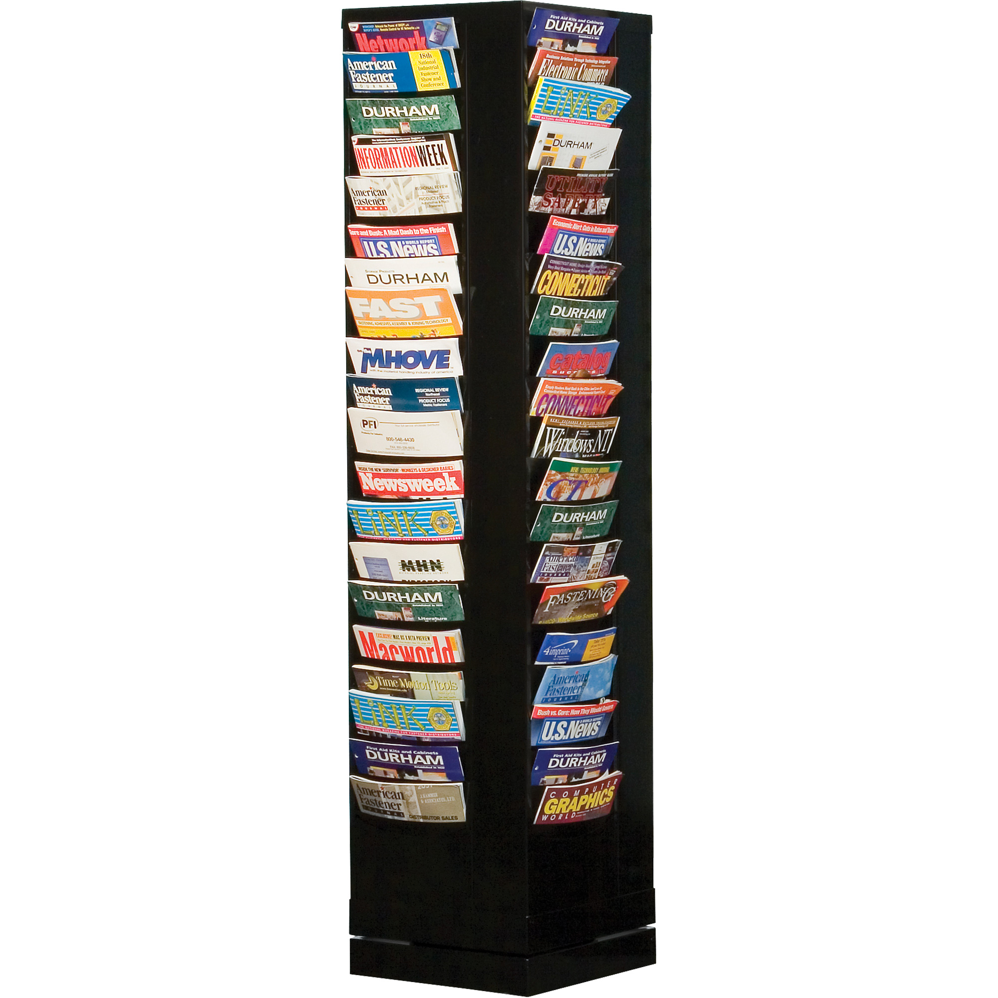 Porte-documents, Rotatif, 80 fentes, Acier, 14-1/8" la x 14-1/8" p x 60-7/8" h