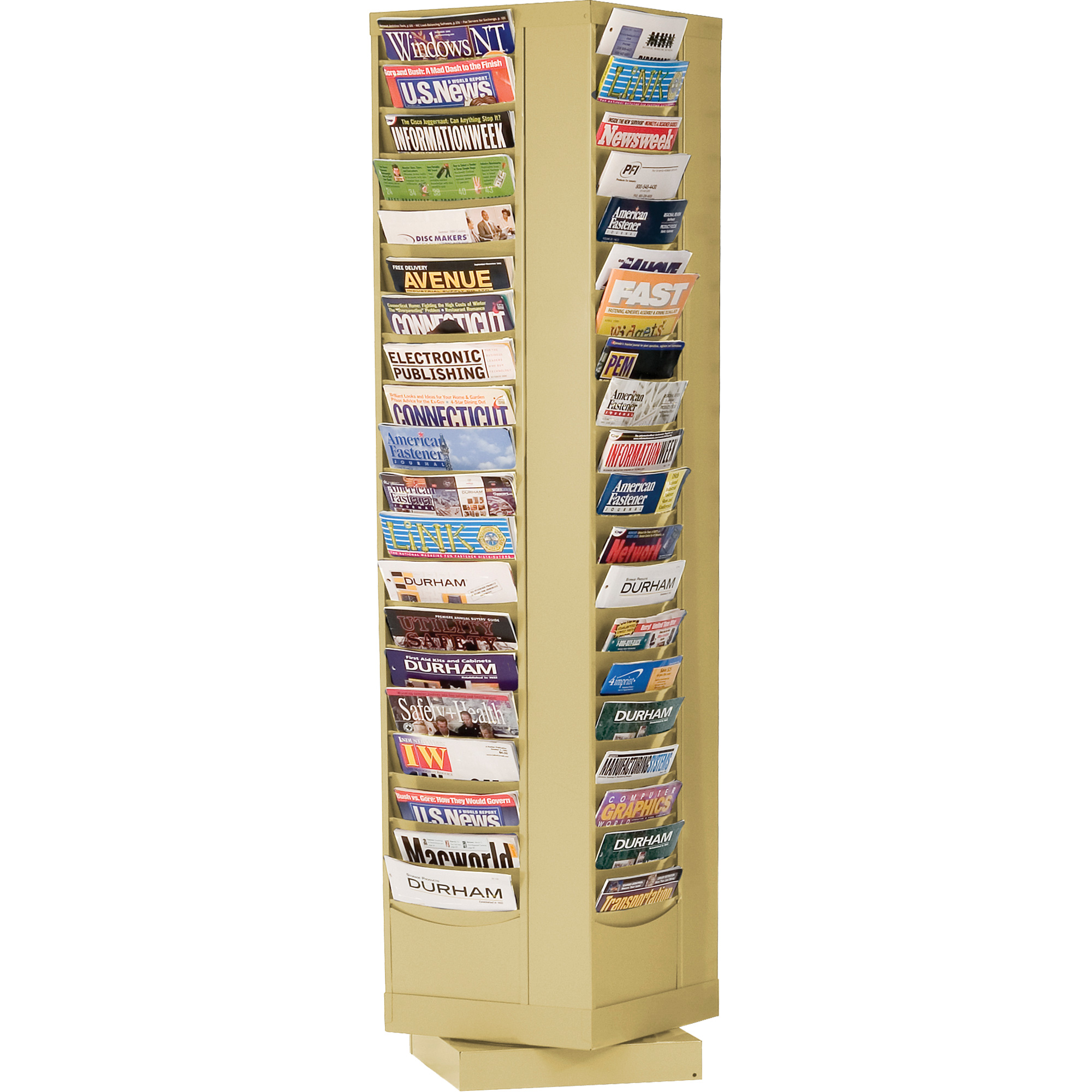 Porte-documents, Rotatif, 80 fentes, Acier, 14-1/8" la x 14-1/8" p x 60-7/8" h
