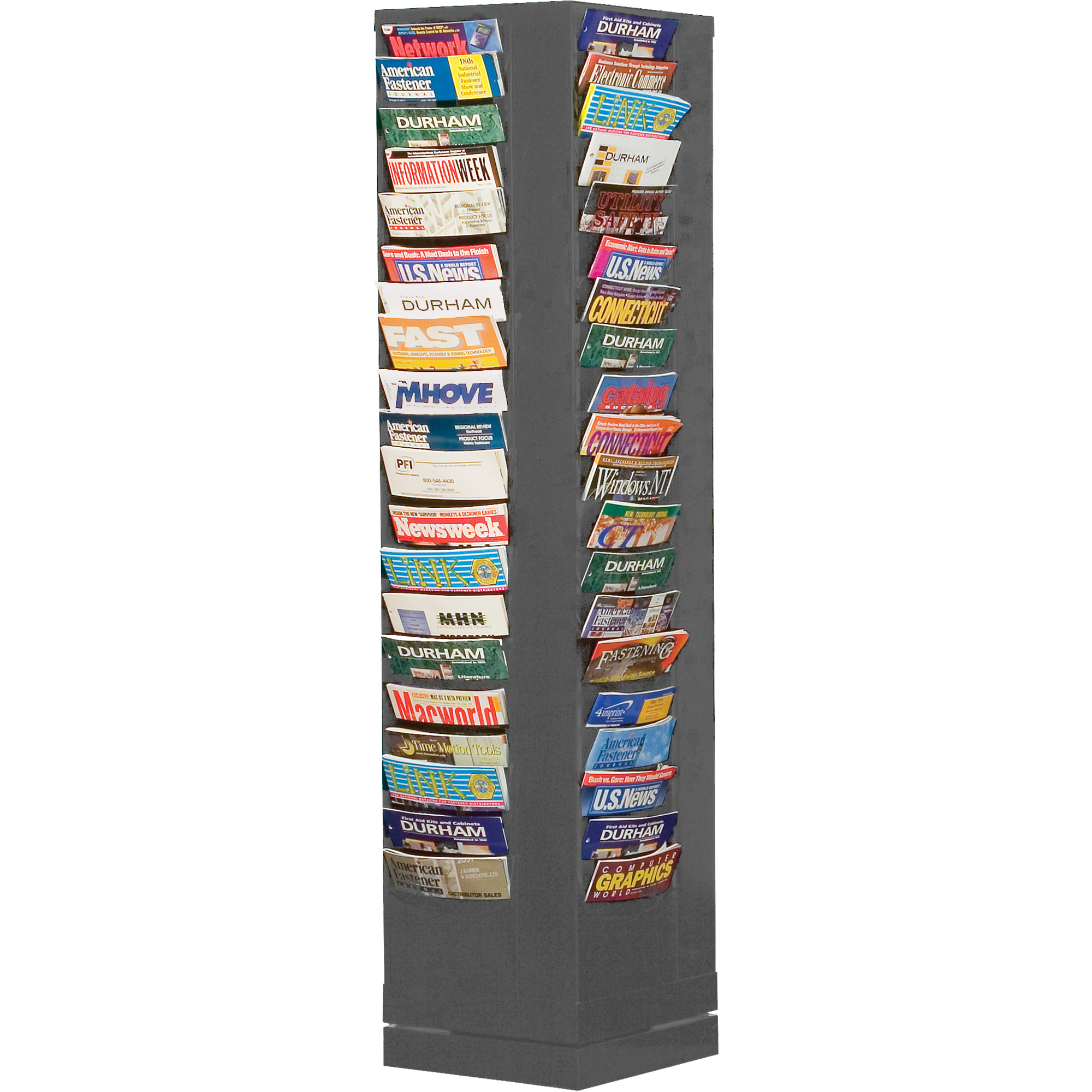 Porte-documents, Rotatif, 80 fentes, Acier, 14-1/8" la x 14-1/8" p x 60-7/8" h