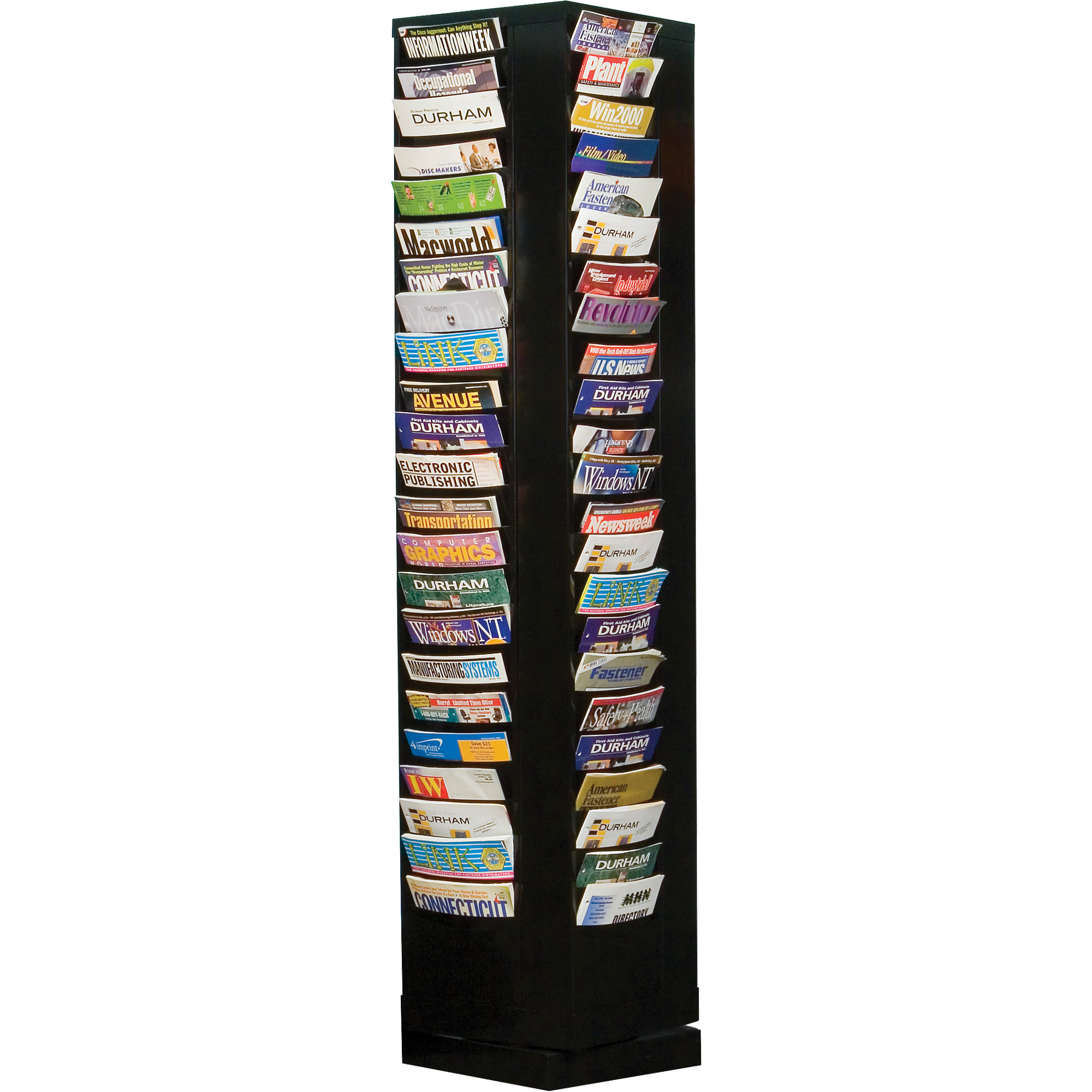 Porte-documents, Rotatif, 92 fentes, Acier, 14-1/8" la x 14-1/8" p x 68-3/8" h