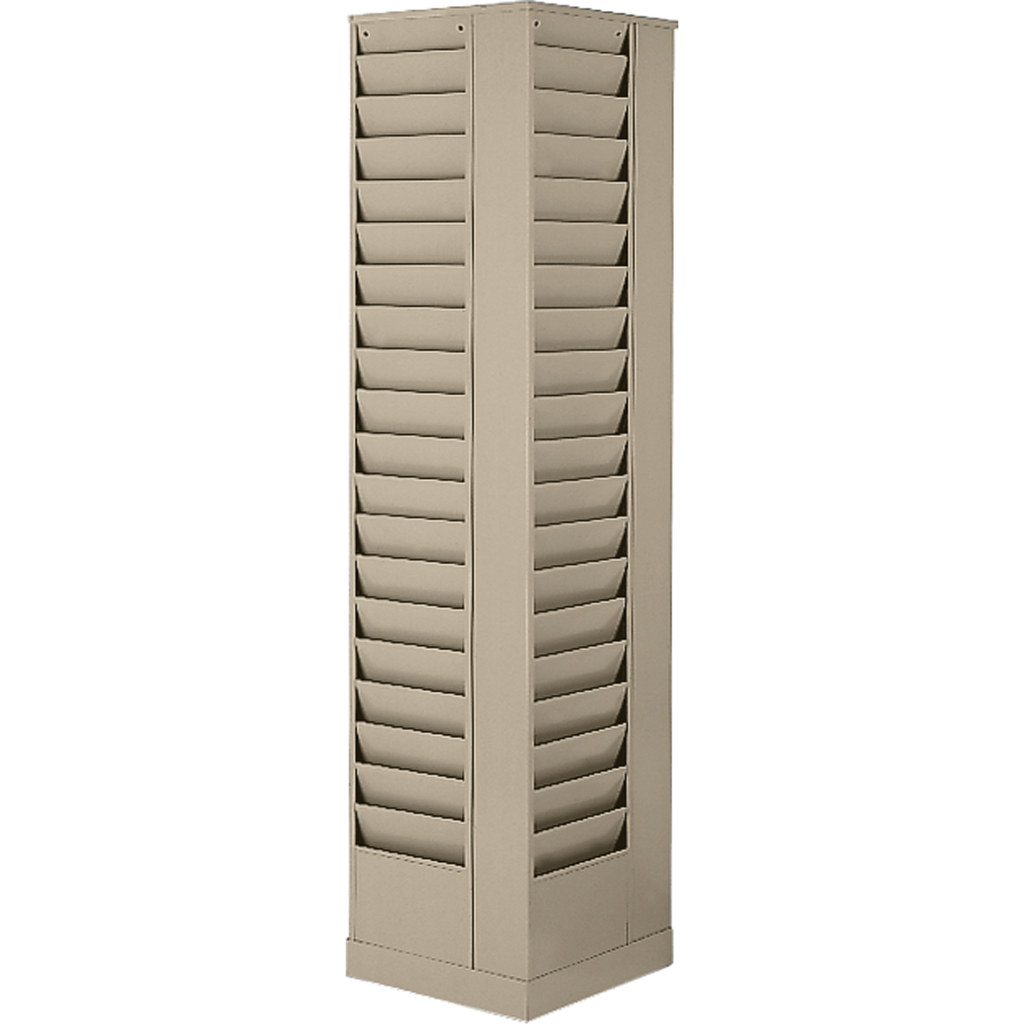 Présentoirs, Rotatif, 23 fentes, Acier, 14-1/8" la x 14-1/8" p x 66" h