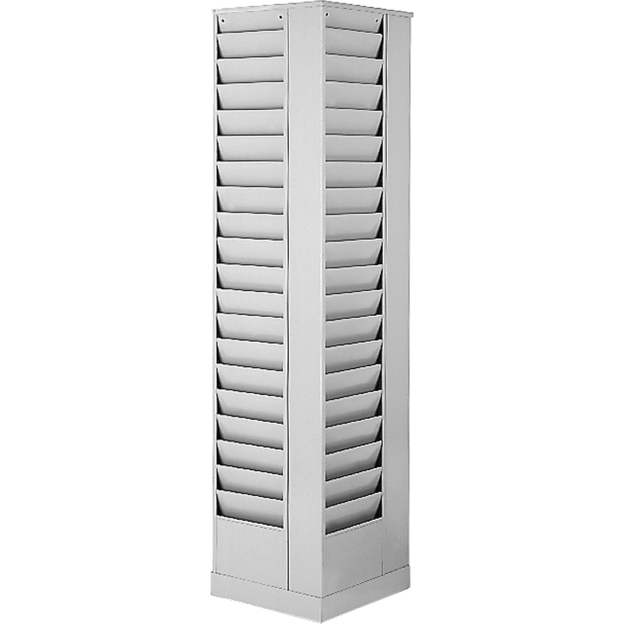 Présentoirs, Rotatif, 80 fentes, Acier, 14-1/8" la x 14 1/8" p x 66" h