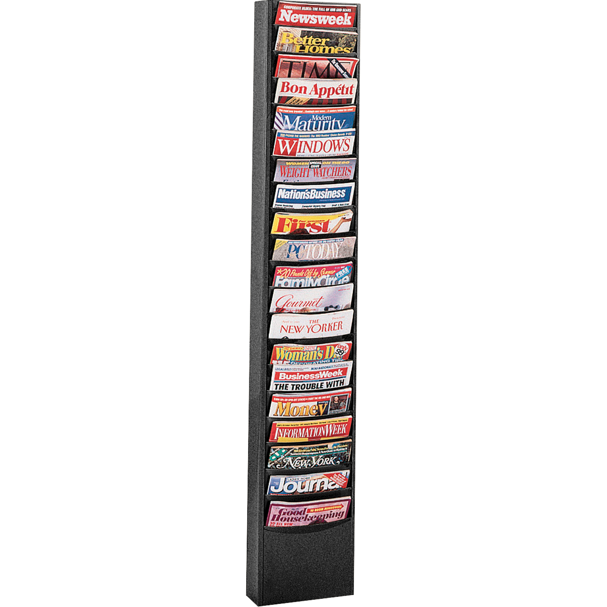 Présentoirs, Stationnaire, 20 fentes, Acier, 13-1/8" la x 4-1/8" p x 58 1/2" h
