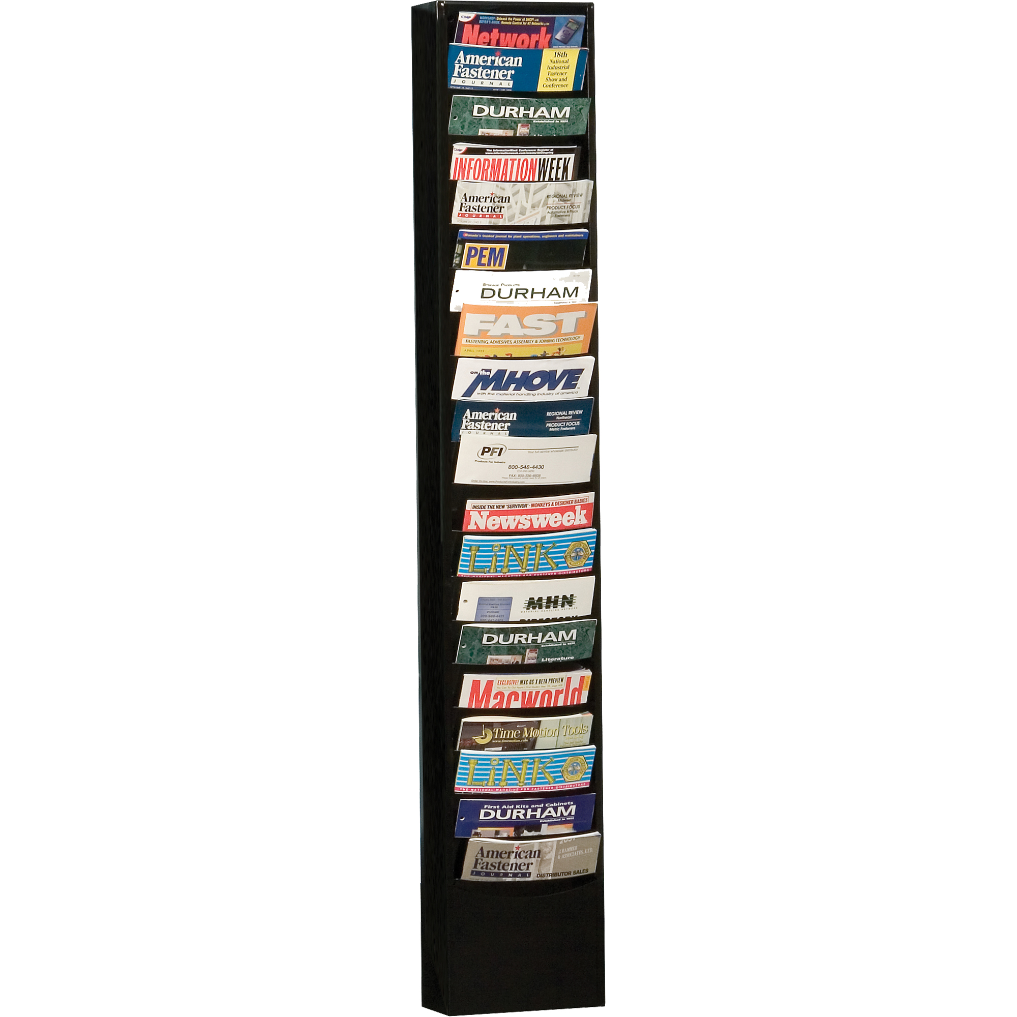 Présentoirs, Stationnaire, 20 fentes, Acier, 9-3/4" la x 4-1/8" p x 58" h