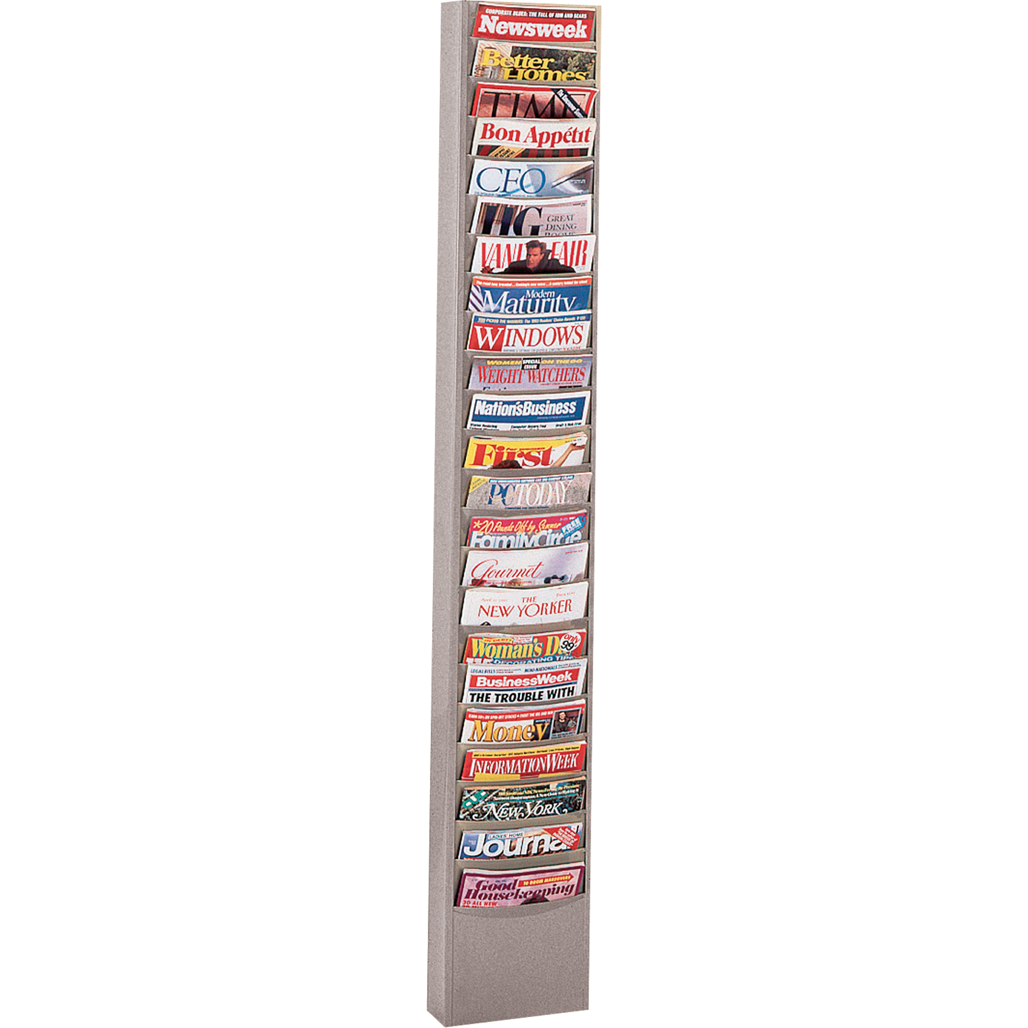 Présentoirs, Stationnaire, 23 fentes, Acier, 9-3/4" la x 4-1/8" p x 65-1/2" h