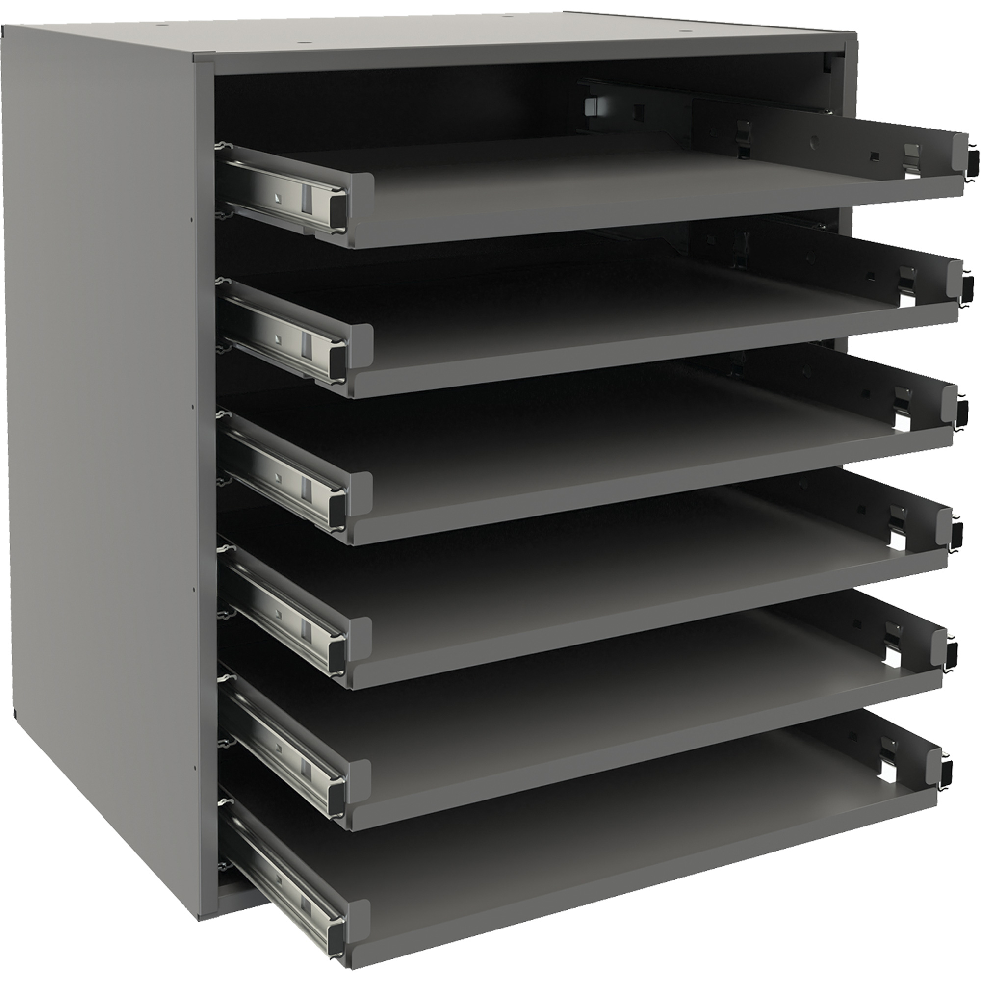Support de glissière à petit roulement, Acier, 6 compartiments, 15-9/16" la x 11-7/8" p, 16-3/8" h, Gris