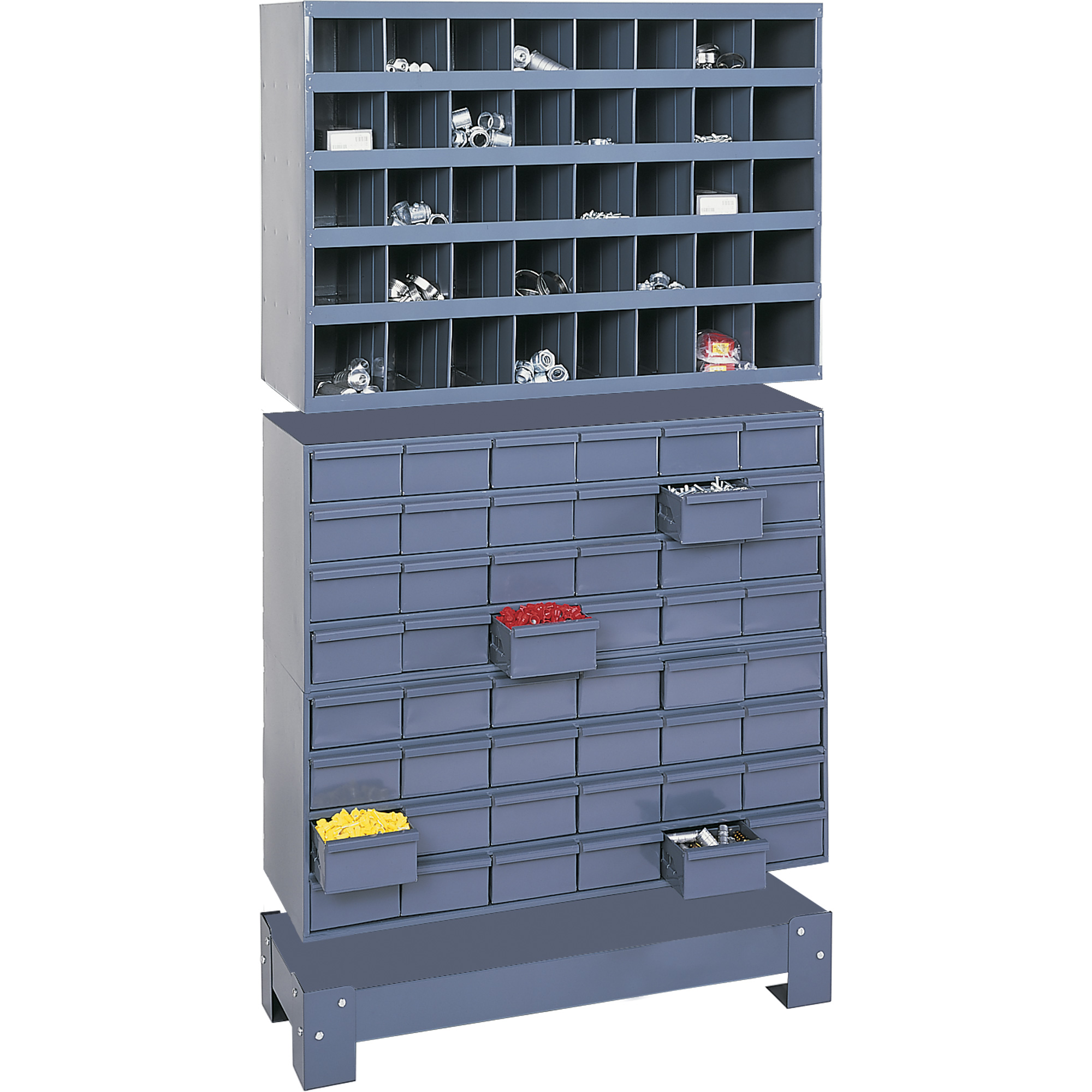 Unité de stockage modulaire pour petites pièces, Acier, 48 tiroirs, 33-3/4" x 12-1/4" x 58-3/8", Gris