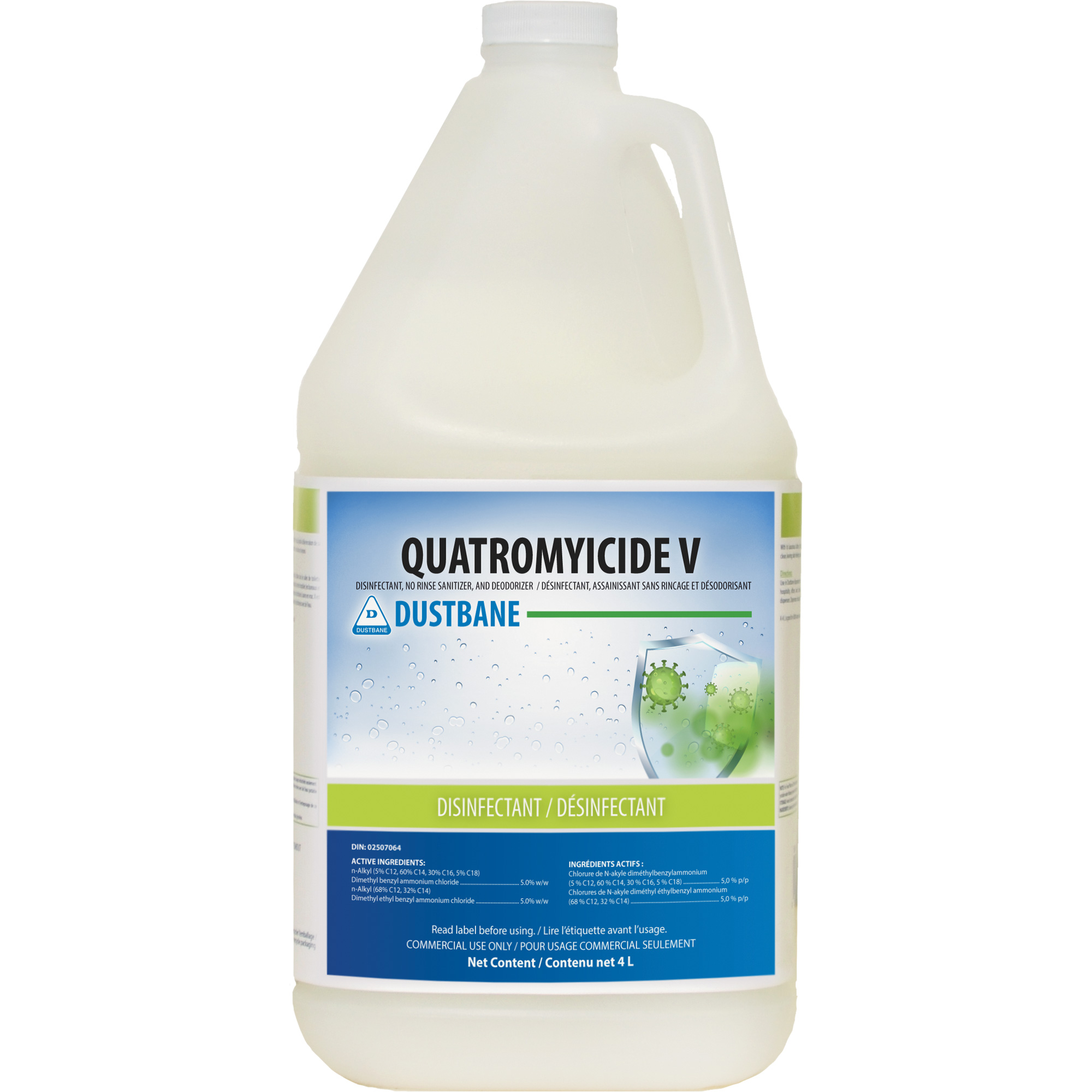 Désinfectant, assainissant et désodorisant Quatromyicide V, 4 L, Cruche