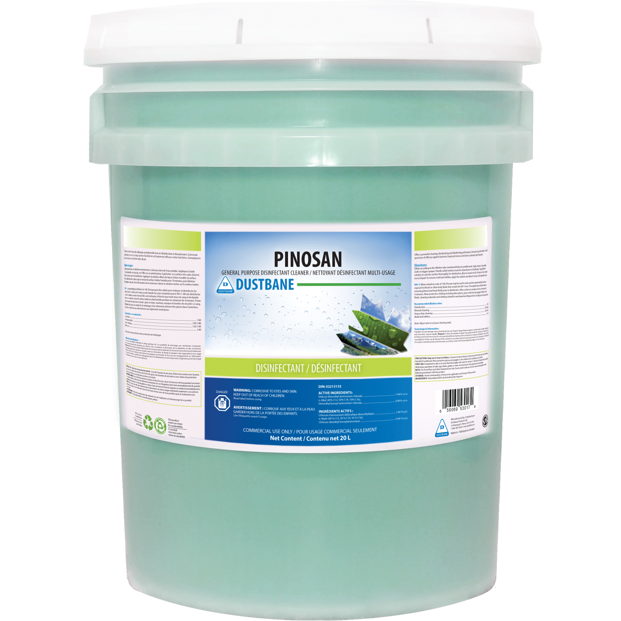 Nettoyant désinfectant à usage général Pinosan, 20 L, Baril