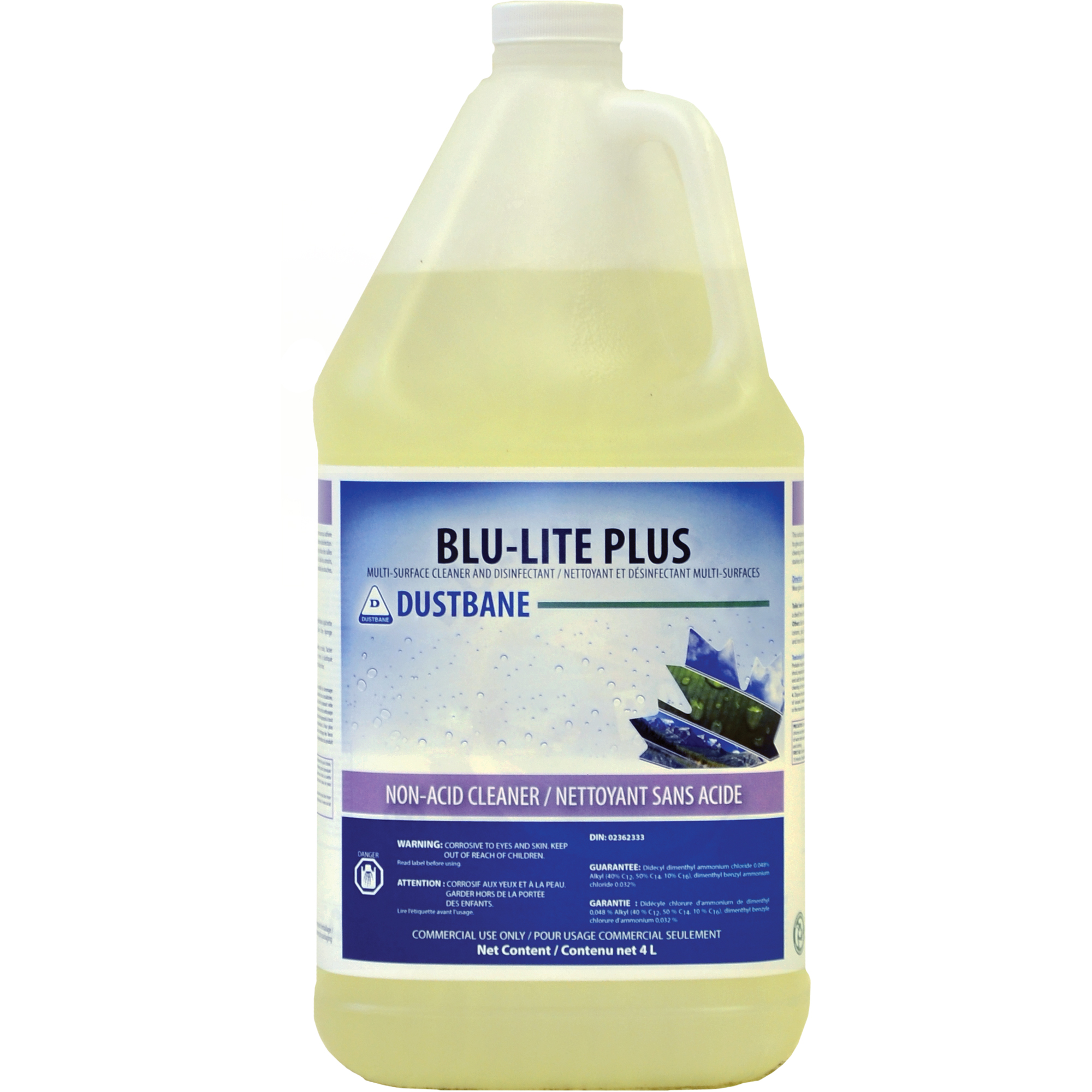 Nettoyant et désinfectant pour surfaces multiples Blu-Lite Plus, 4 L, Cruche