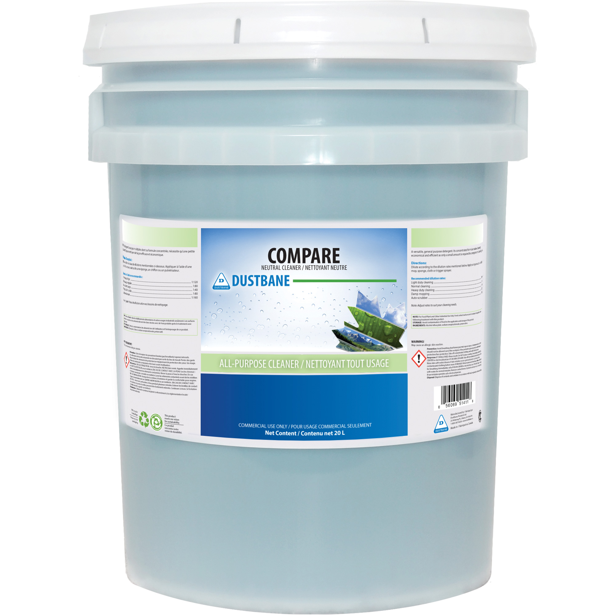 Nettoyant neutre Compare, 20 L, Seau