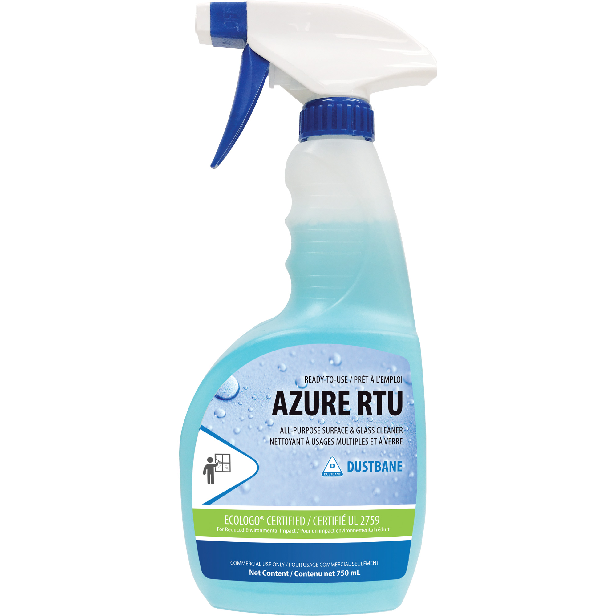 Nettoyant pour verre et fenêtres Azure, 750 ml, Bouteille à gâchette