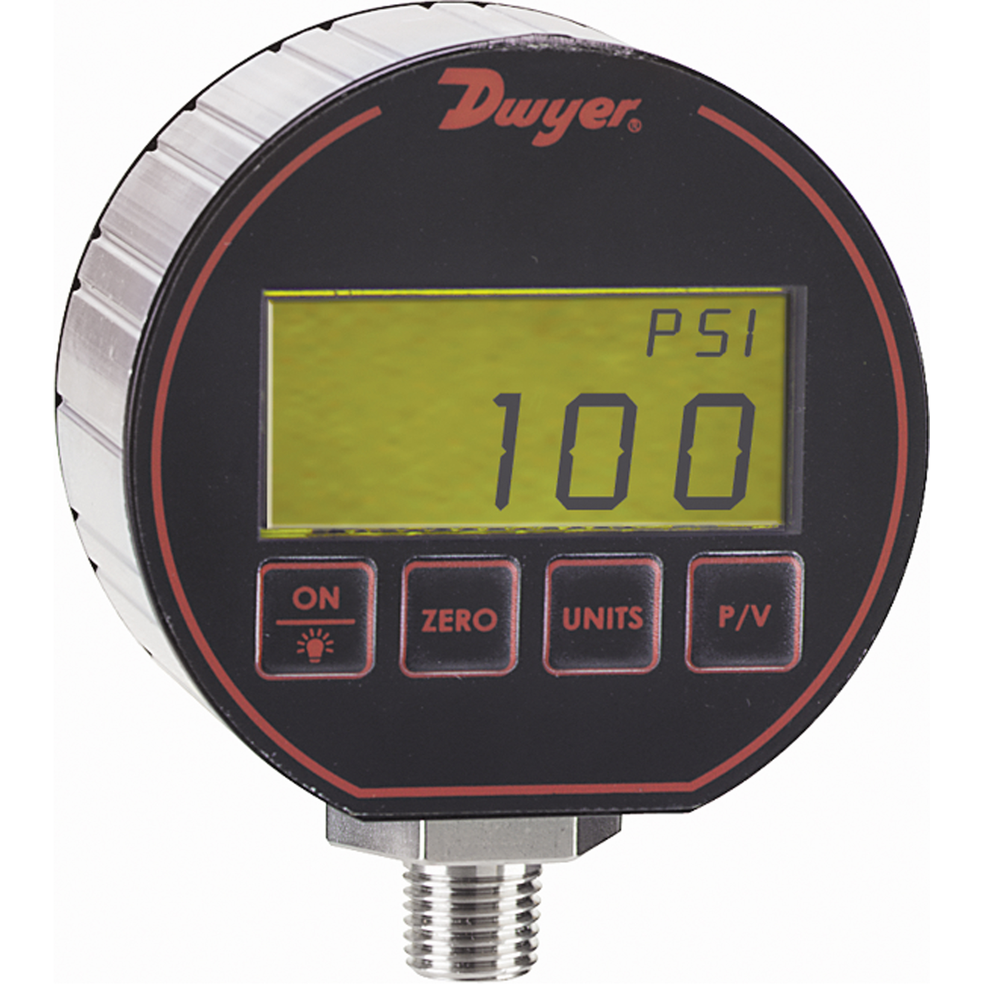 Manomètre, 3", 0 - 50 psi, Fixation inférieure, Numérique