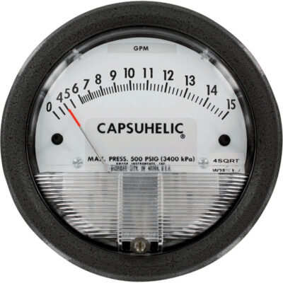 Manomètre différentiel CapsuhelicMD, 4", 0 - 15 po en c.e., Fixation sur panneau, Analogique