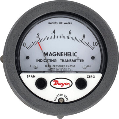 Manomètre différentiel et émetteur de signalisation de série 605 MagnehelicMD, 4", 0 - 0,25 kPa, Fixation sur panneau, Analogique