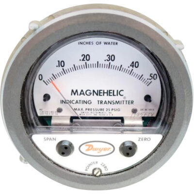 Manomètre différentiel et émetteur de signalisation de série 605 MagnehelicMD, 4", 0 - 0,5" w.c., Fixation sur panneau, Analogique