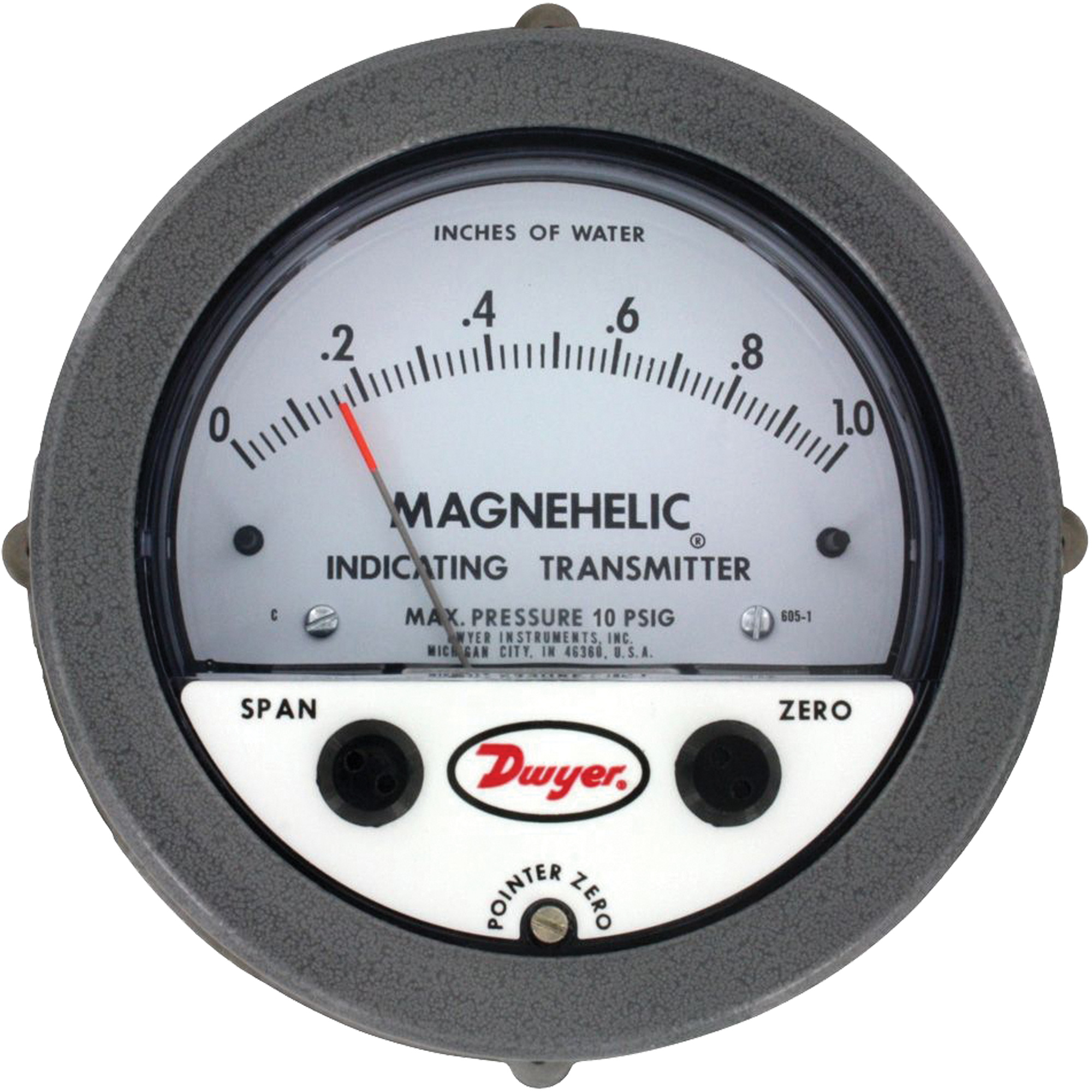 Manomètre différentiel et émetteur de signalisation de série 605 MagnehelicMD, 4", 0 - 1,5 kPa, Fixation sur panneau, Analogique