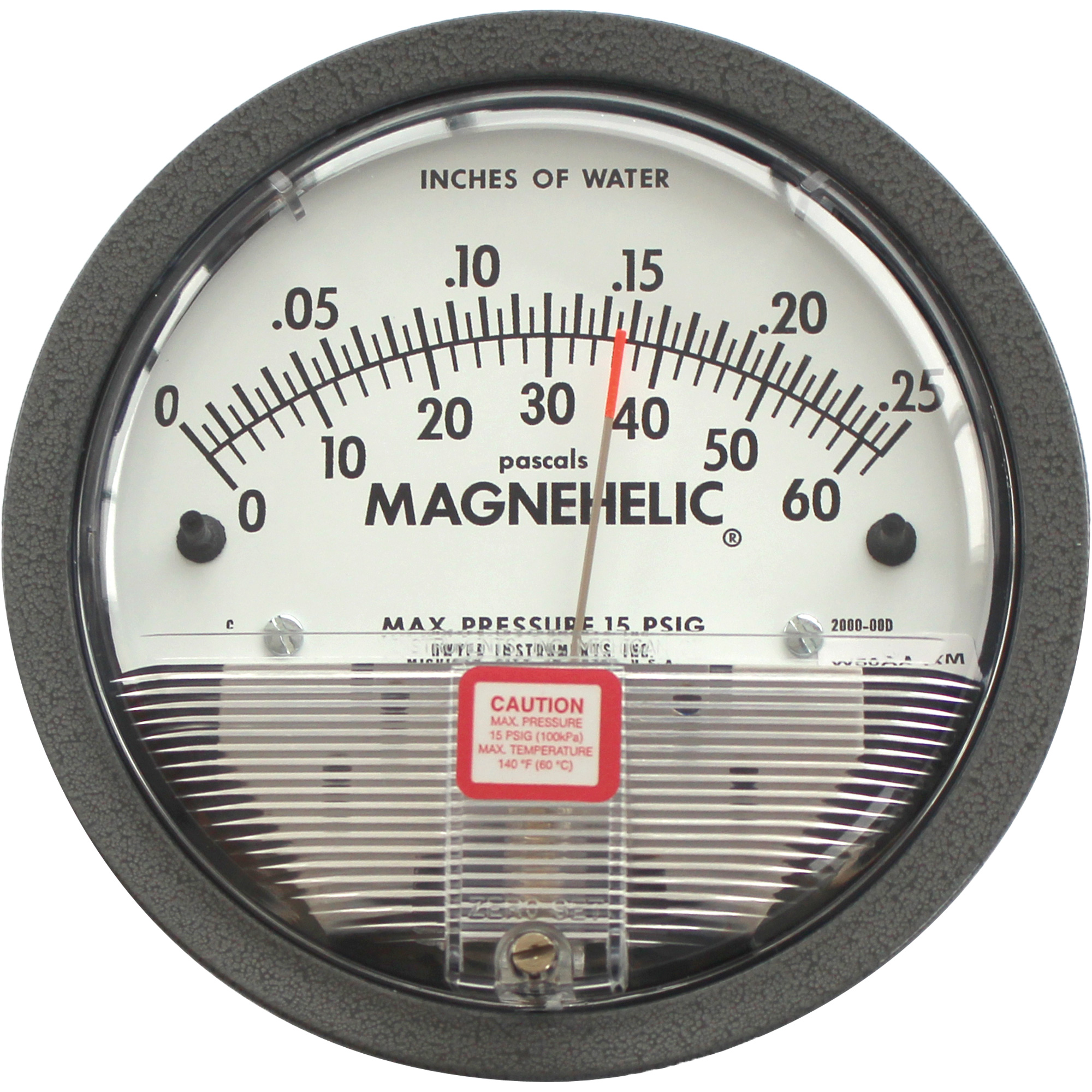 Manomètre différentiel Magnehelic, 4-3/4", 0.0 - 0.25 po CE, Fixation sur panneau, Analogique
