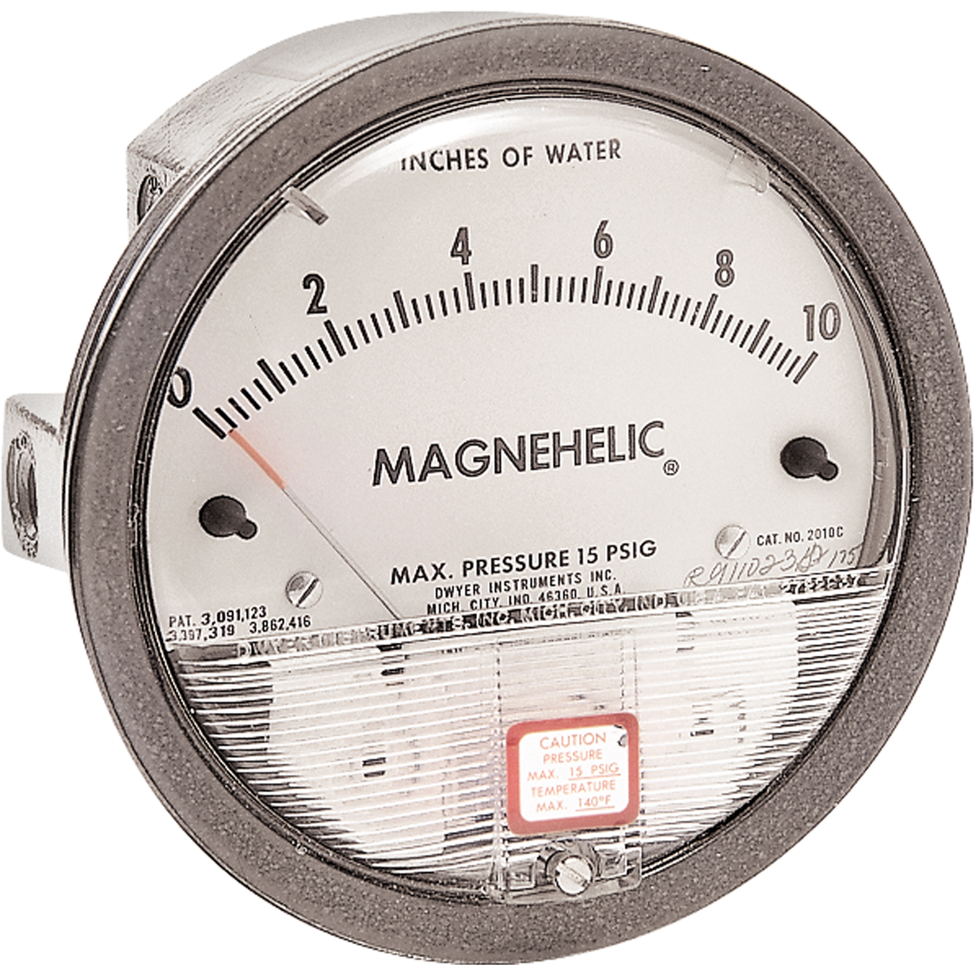 Manomètres MagnehelicMD, 4", 0 - 0,25 po en c.e., Fixation arrière, Analogique