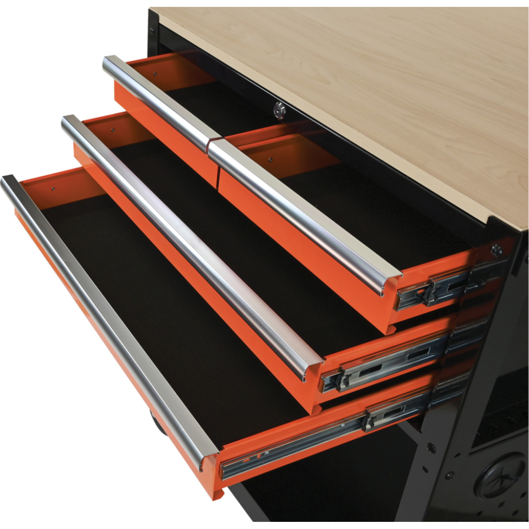 Chariot utilitaire, 4 tiroirs, Noir/Orange – Image 3