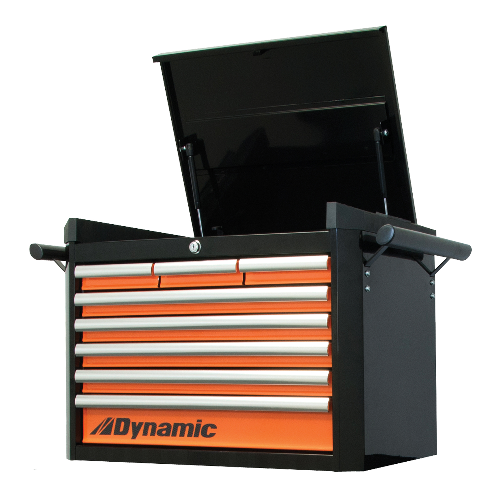 Coffre à outils supérieur, 28" la, 8 tiroirs, Noir/Orange