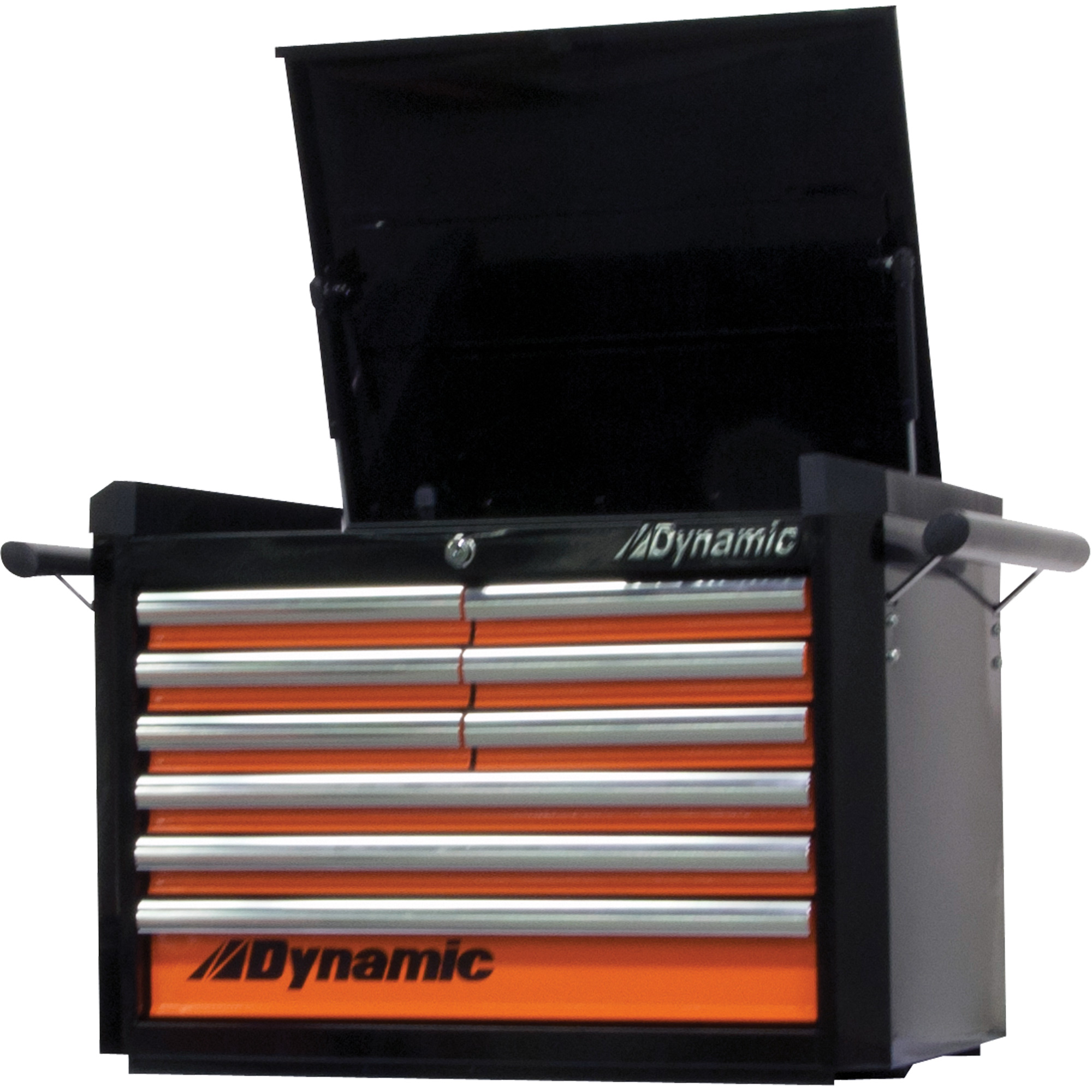 Coffre supérieur, 28" la, 9 tiroirs, Noir/Orange