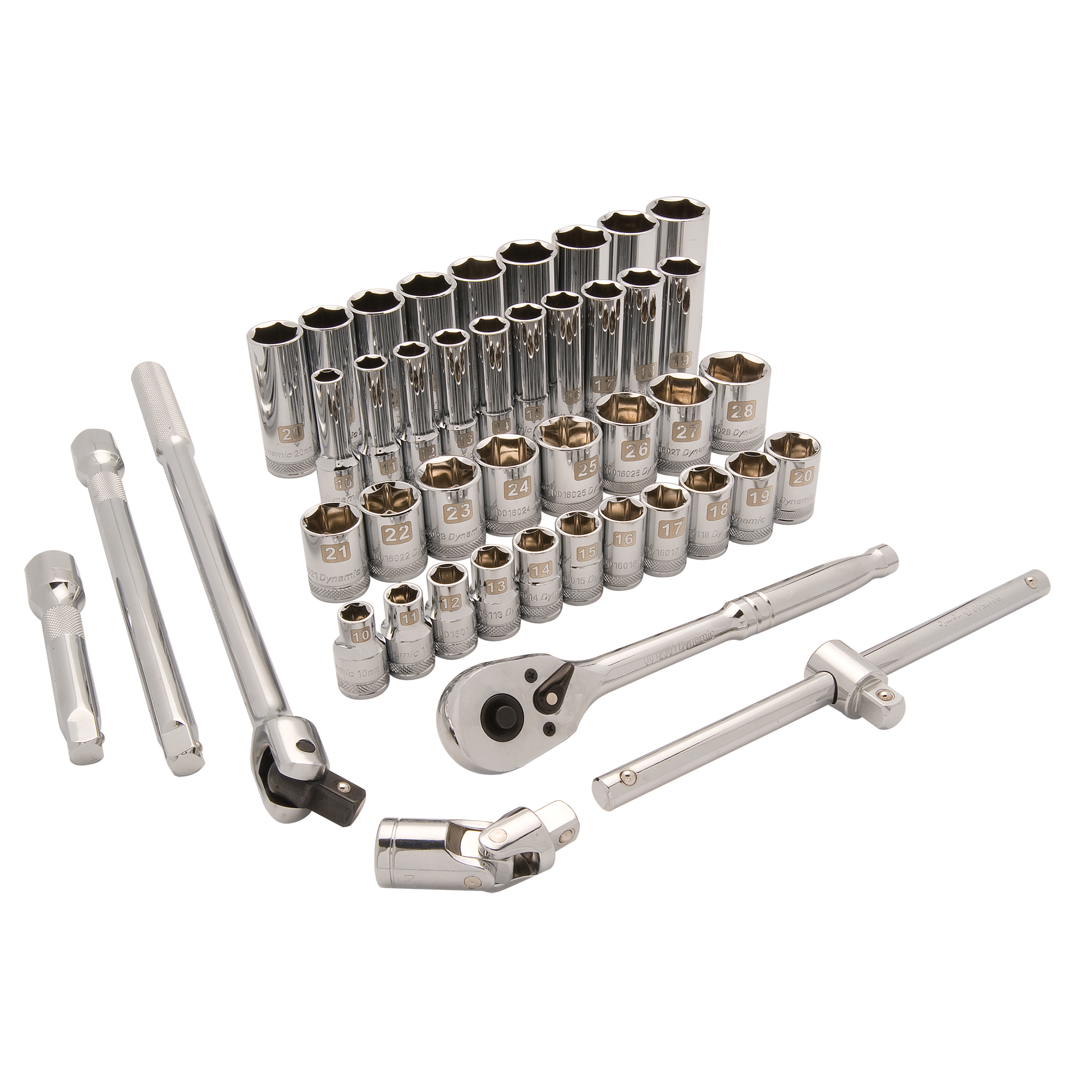 Jeu de douilles métriques, 43 Mcx, Prise de 1/2", Profond