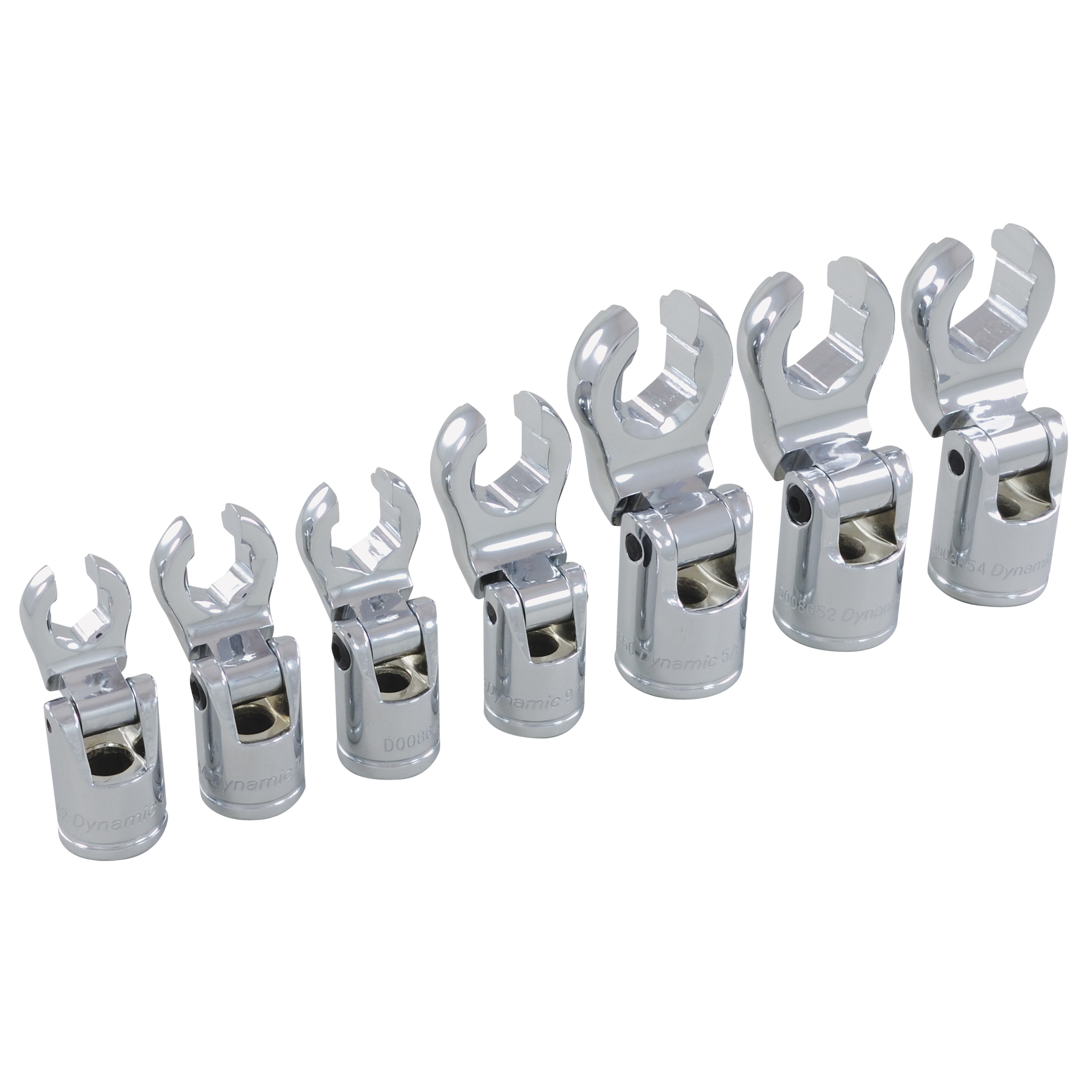 Jeu de douilles pied-de-biche à tête flexible SAE, 7 Mcx, Prise de 3/8"