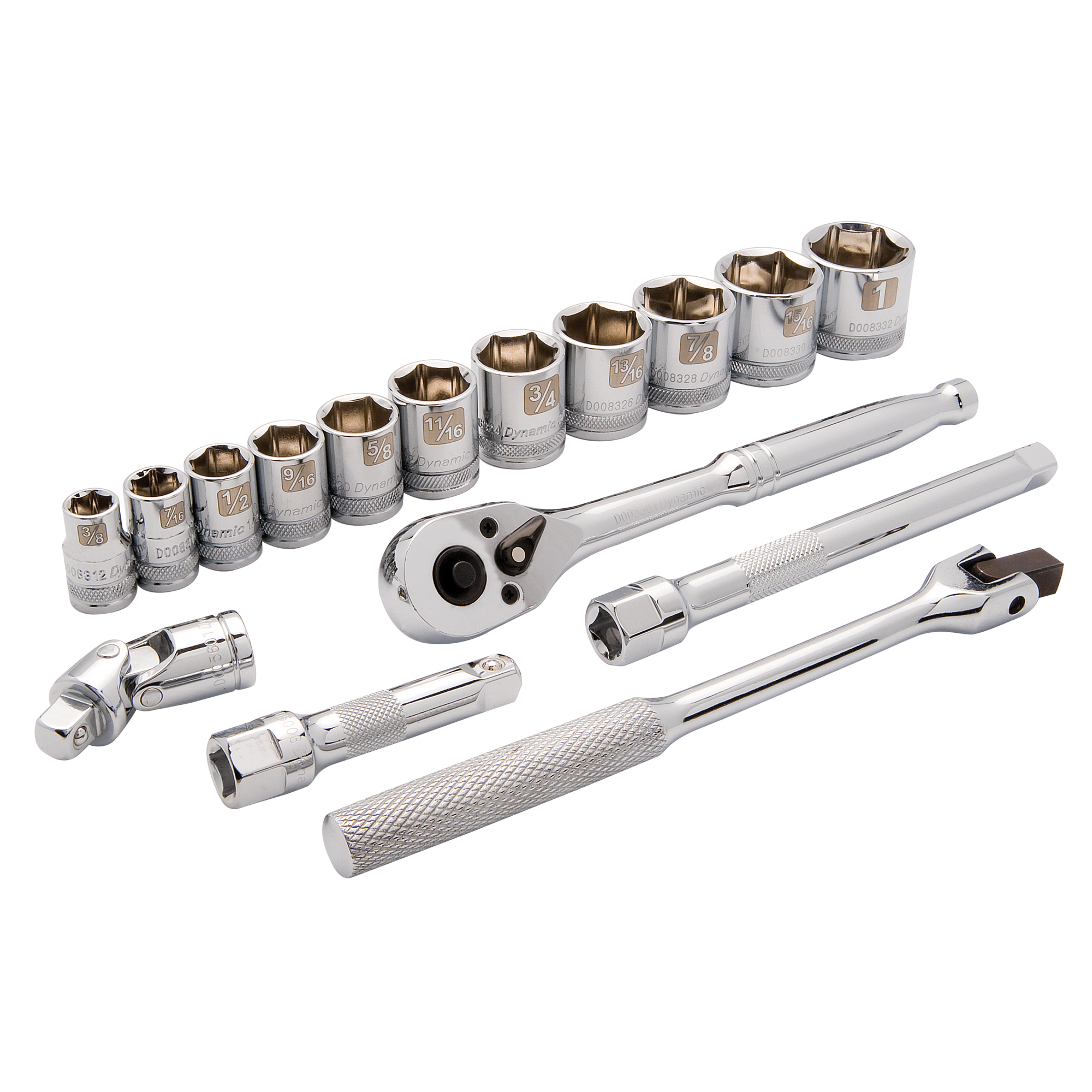 Jeu de douilles SAE, 16 Mcx, Prise de 3/8"