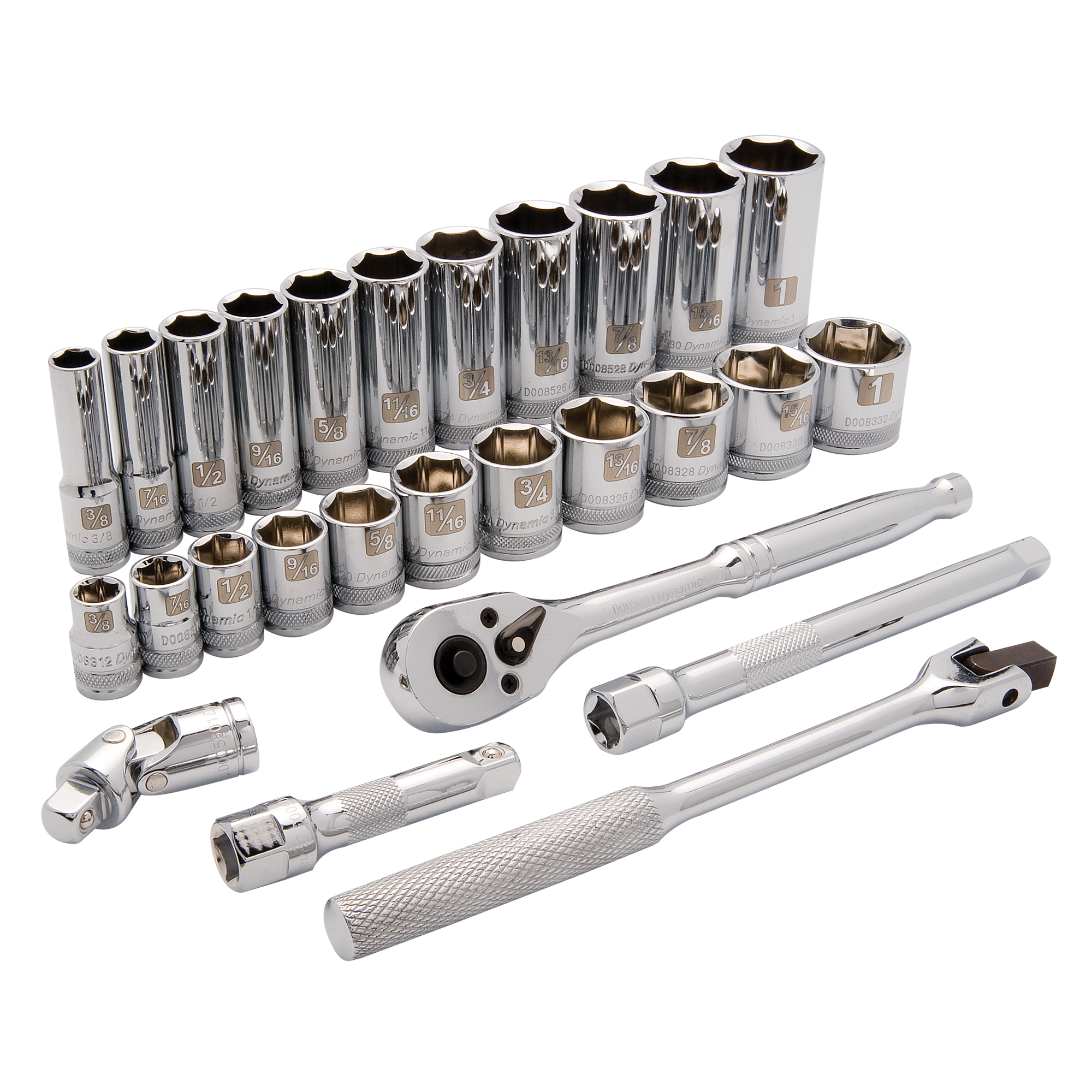 Jeu de douilles SAE, 27 Mcx, Prise de 3/8", Profond