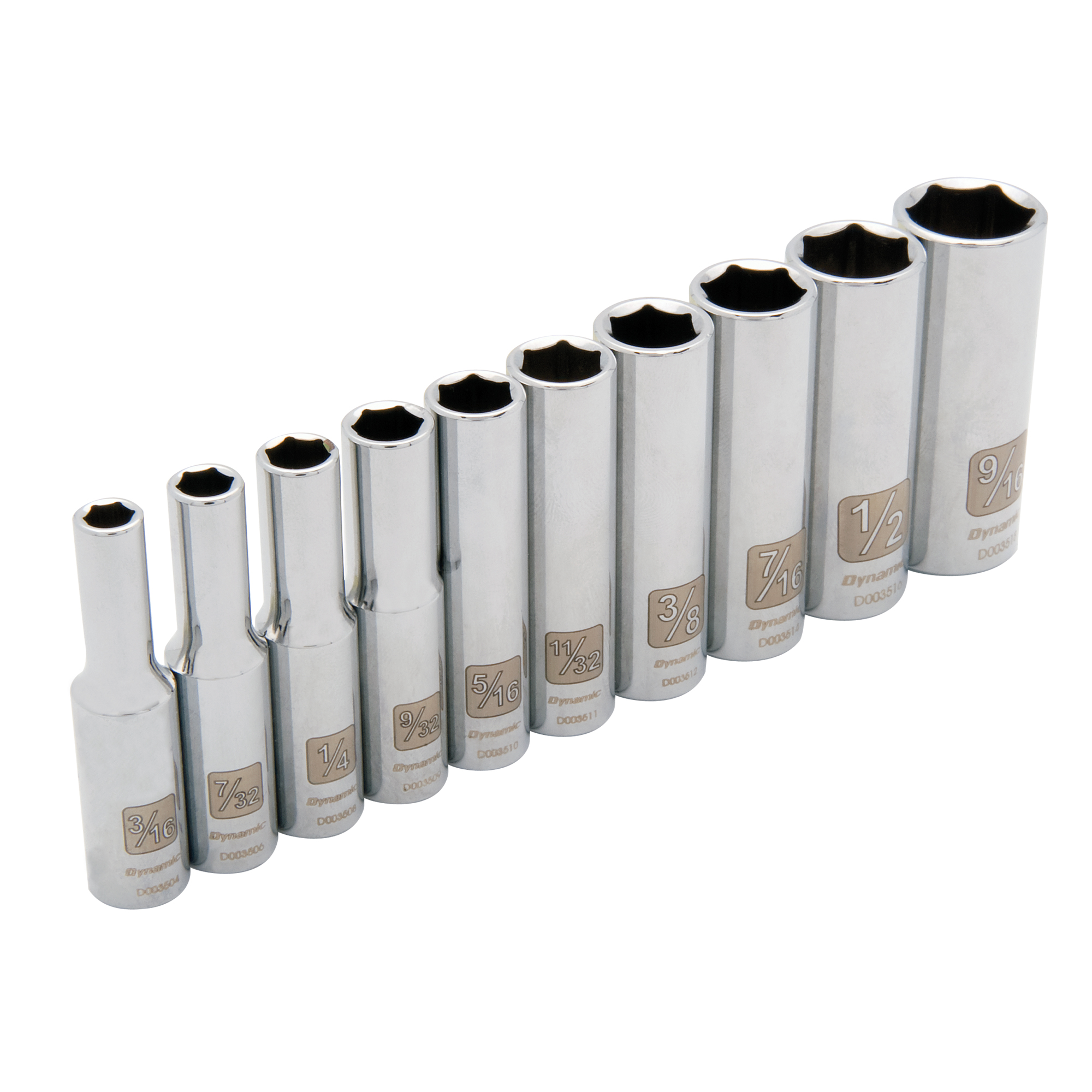 Jeu de douilles SAE à 6 pans, 10 Mcx, Prise de 1/4", Profond