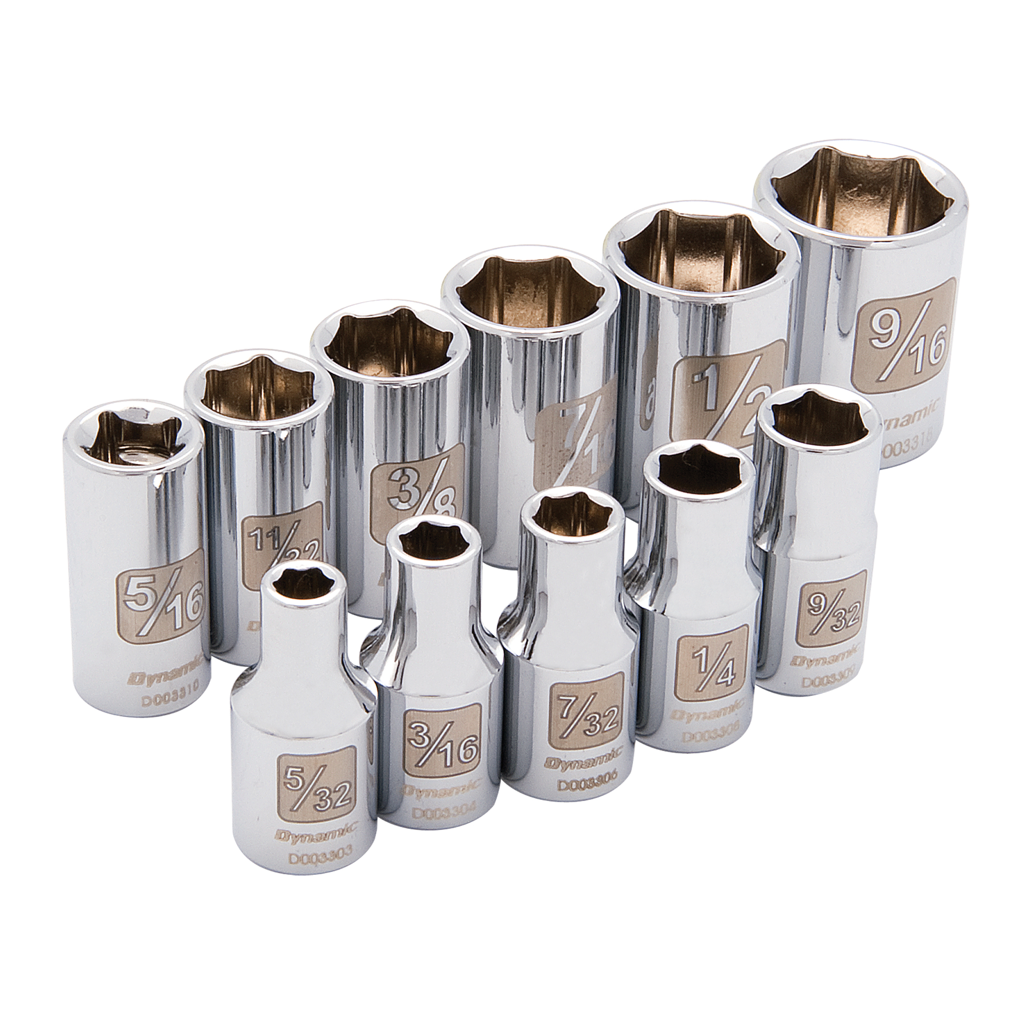 Jeu de douilles SAE à 6 pans, 11 Mcx, Prise de 1/4"
