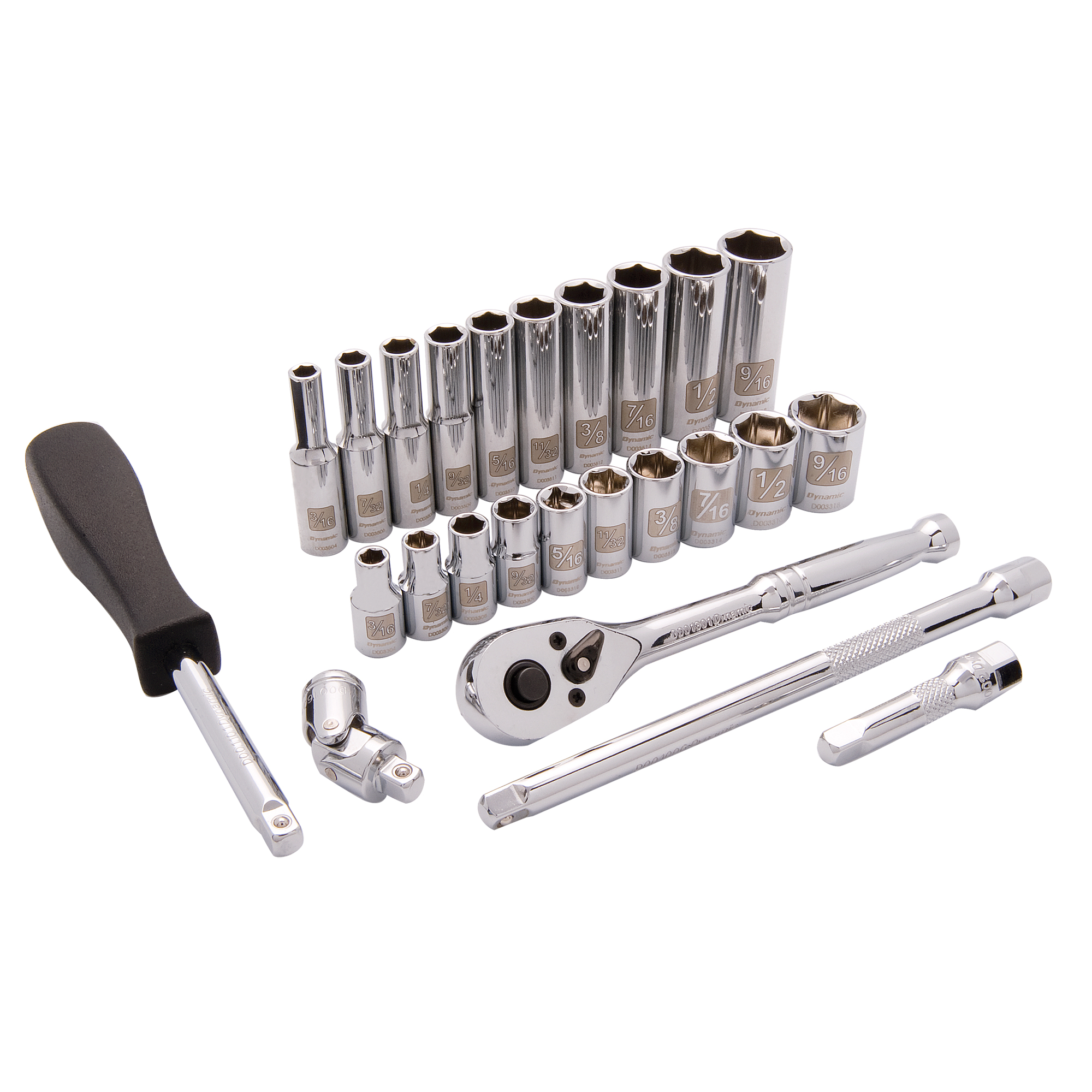 Jeu de douilles SAE à 6 pans, 25 Mcx, Prise de 1/4", Profond