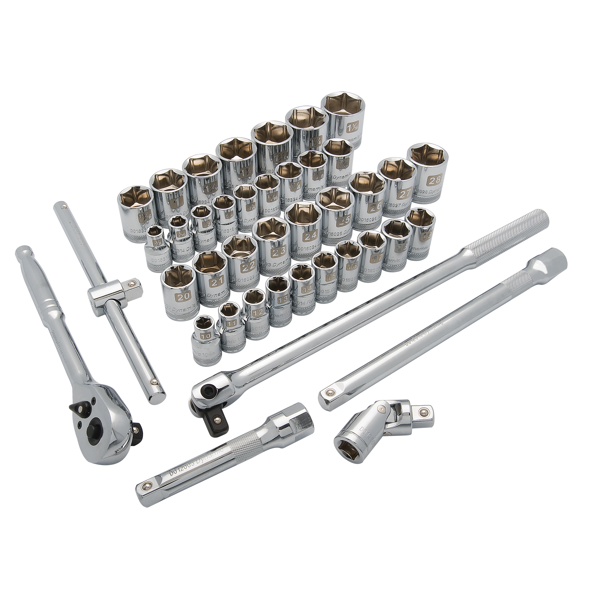 Jeu de douilles SAE/métriques, 41 Mcx, Prise de 1/2"