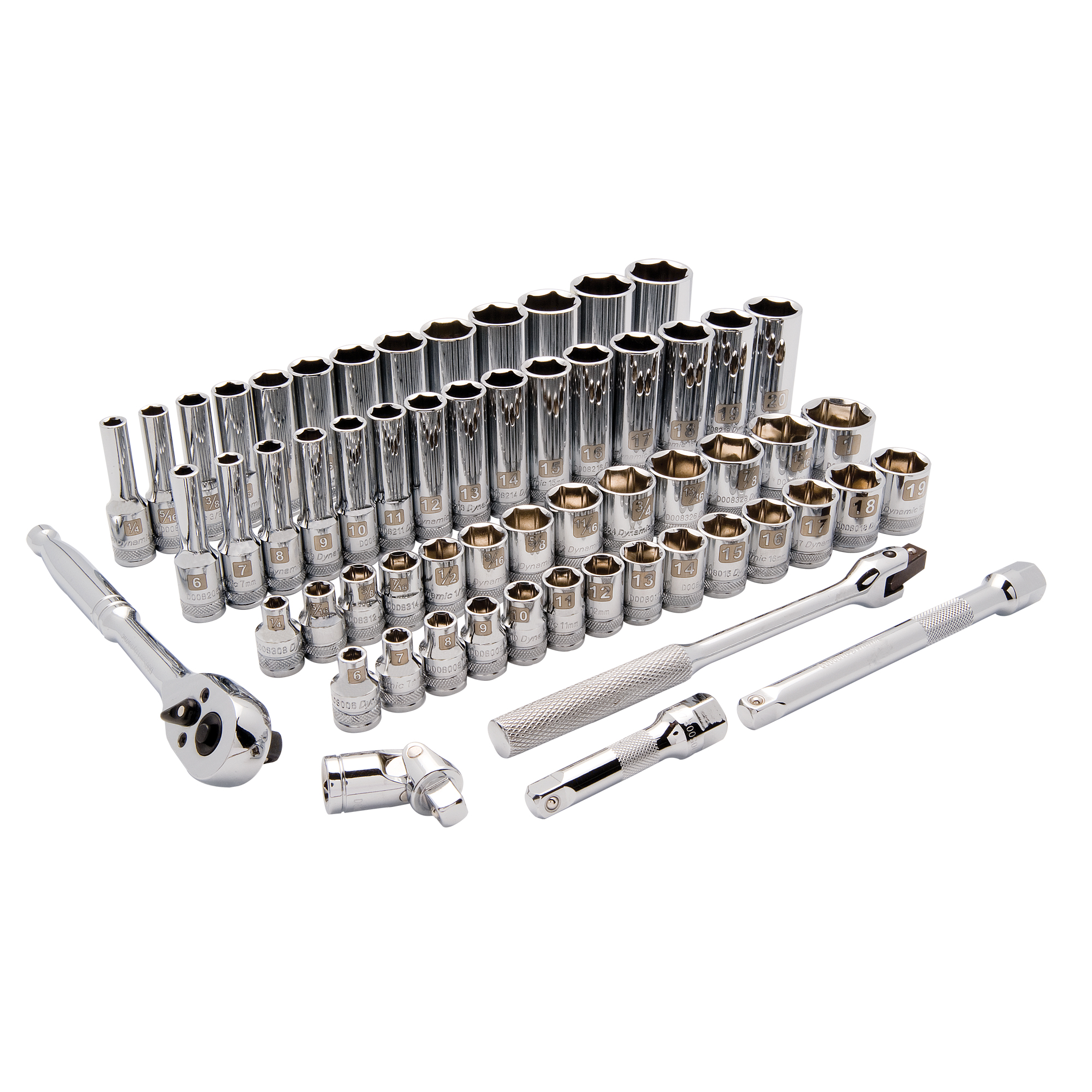 Jeu de douilles SAE/métriques, 60 Mcx, Prise de 3/8", Profond