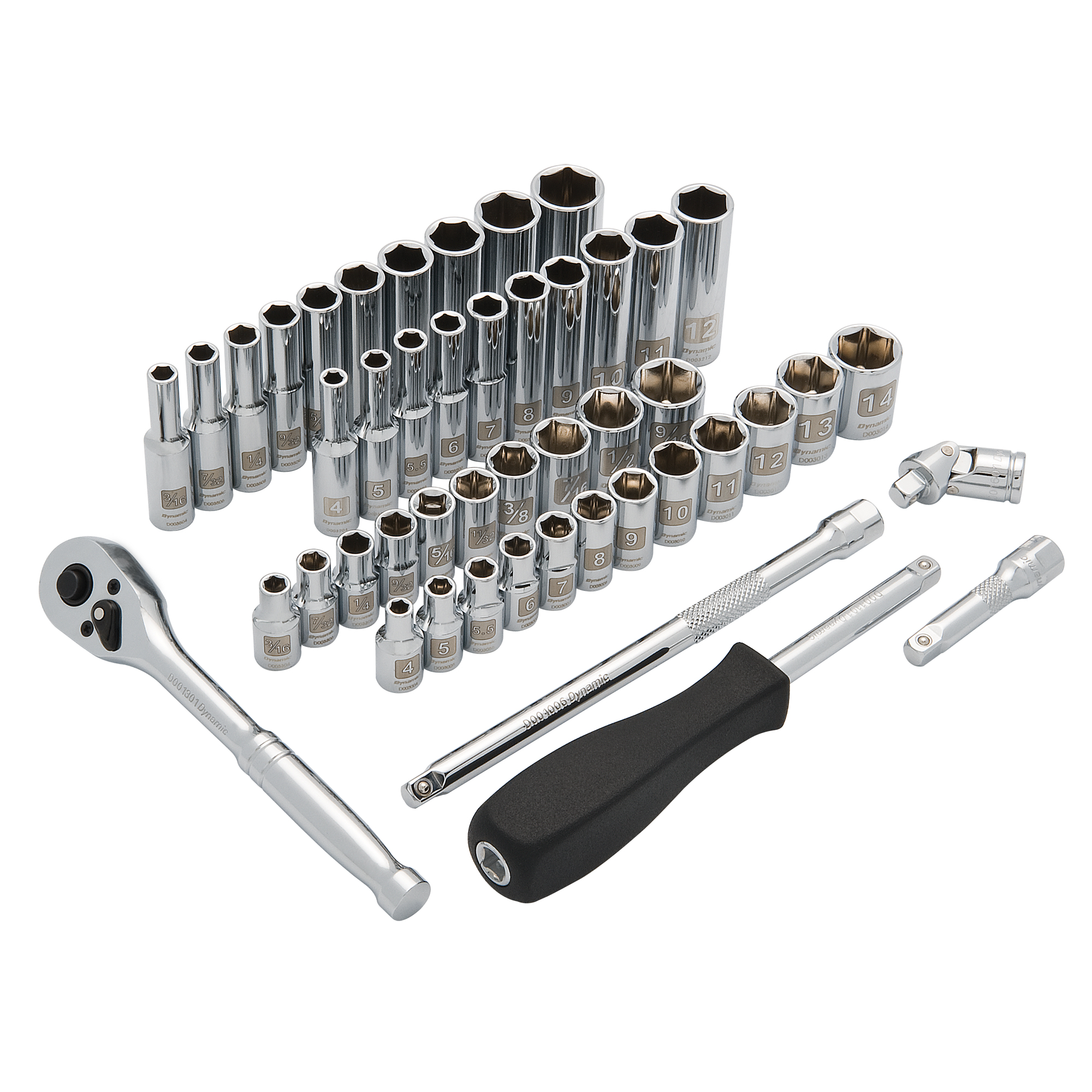 Jeu de douilles SAE/métriques à 6 pans, 47 Mcx, Prise de 1/4", Profond