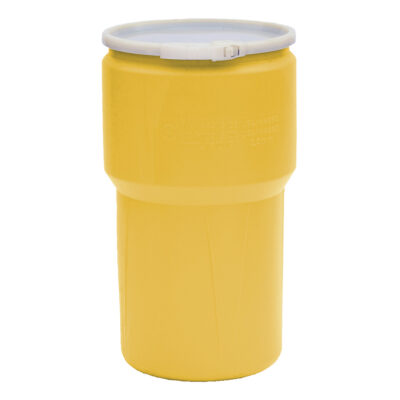 Baril emboîtable en polyéthylène, 14 gal. US (11,7 gal. imp.), Dessus ouvert, Jaune