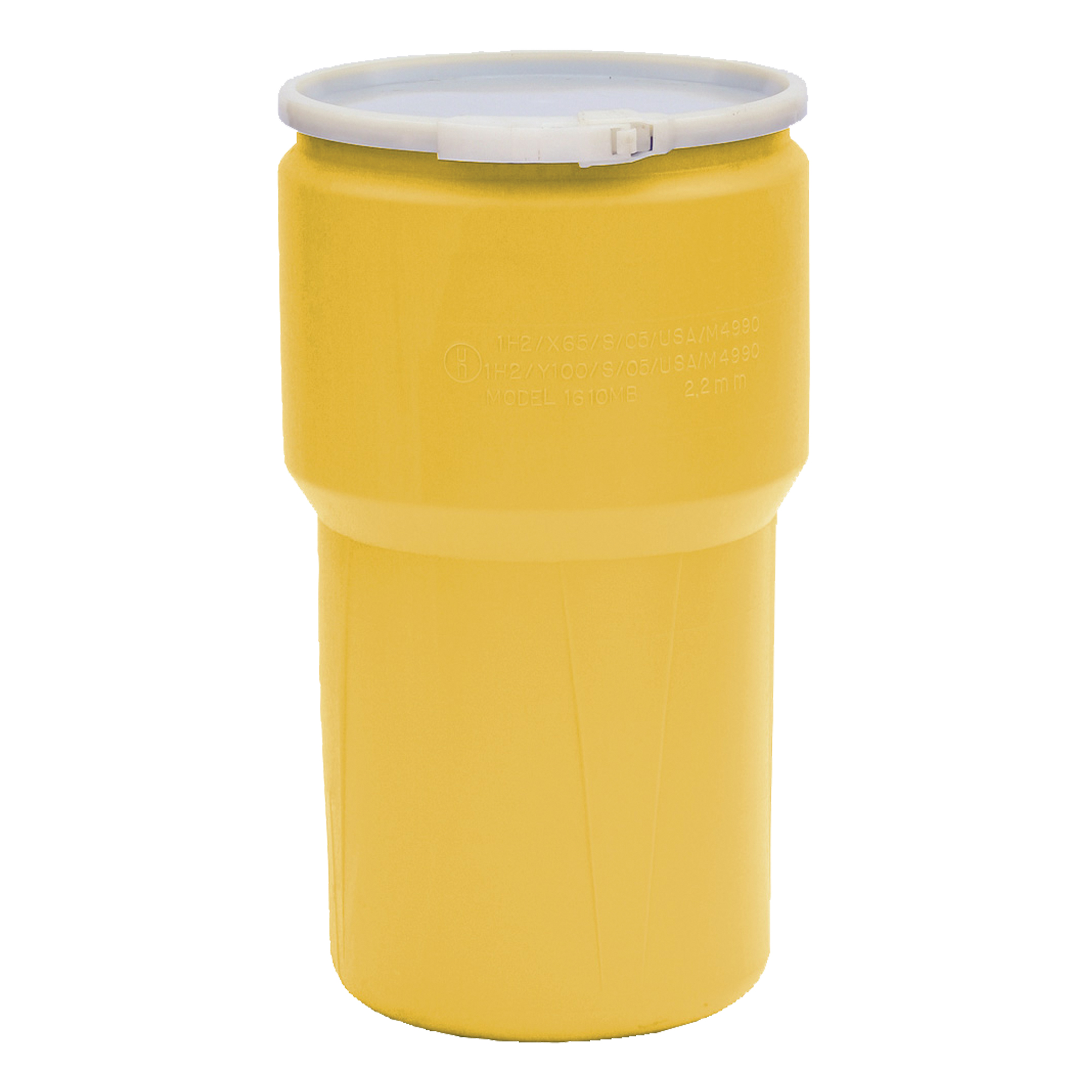 Baril emboîtable en polyéthylène, 14 gal. US (11,7 gal. imp.), Dessus ouvert, Jaune