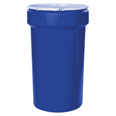 Baril emboîtable en polyéthylène, 30 gal. US (25 gal. imp.), Dessus ouvert, Bleu