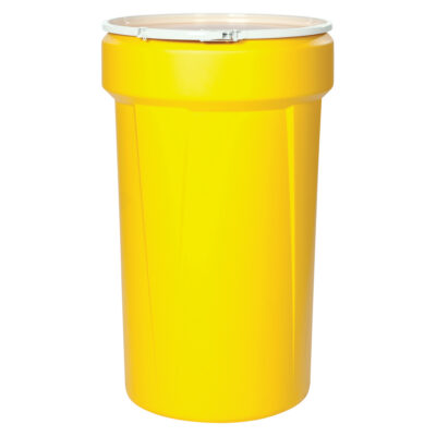 Baril emboîtable en polyéthylène, 30 gal. US (25 gal. imp.), Dessus ouvert, Jaune