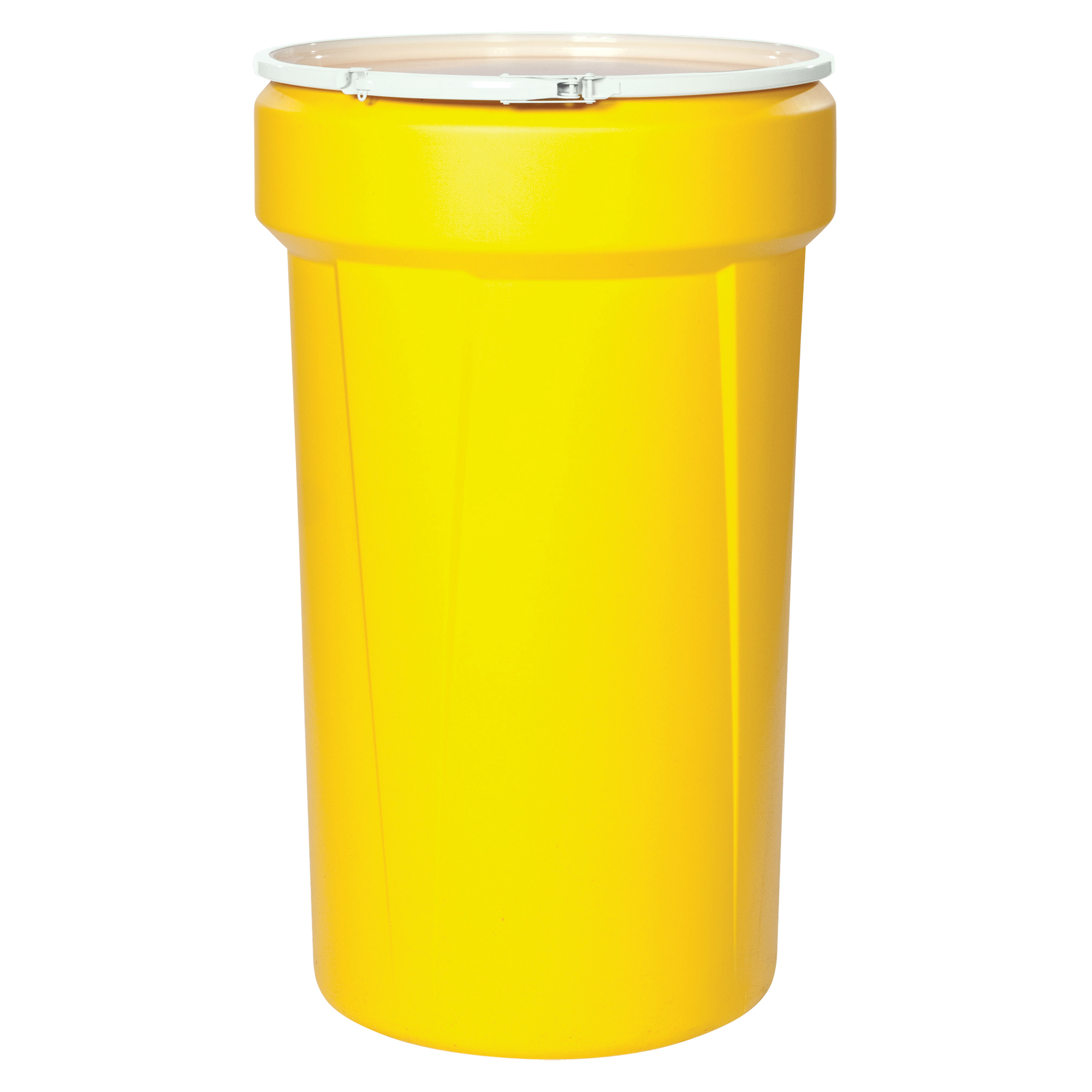 Baril emboîtable en polyéthylène, 30 gal. US (25 gal. imp.), Dessus ouvert, Jaune
