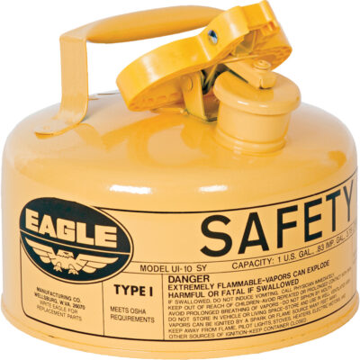 Bidon de sécurité pour le diesel, Type I, Acier galvanisé, 1 gal. US, Jaune, Homologué FM/Listé UL/ULC