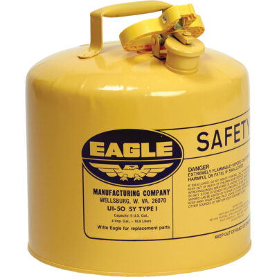 Bidon de sécurité pour le diesel, Type I, Acier galvanisé, 5 gal. US, Jaune, Homologué FM/Listé UL/ULC