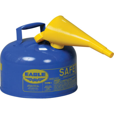 Bidon de sécurité pour le kérosène avec entonnoir, Type I, Acier galvanisé, 2,5 gal. US, Bleu, Homologué FM/Listé UL/ULC
